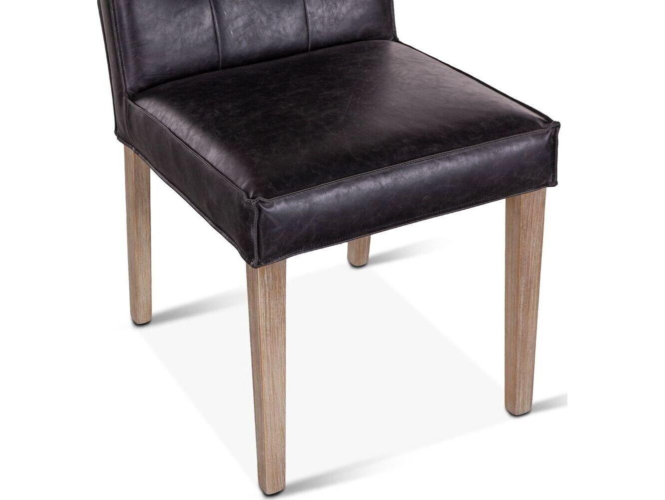 World Interiors Aven Black Leather Armless Dining Chair