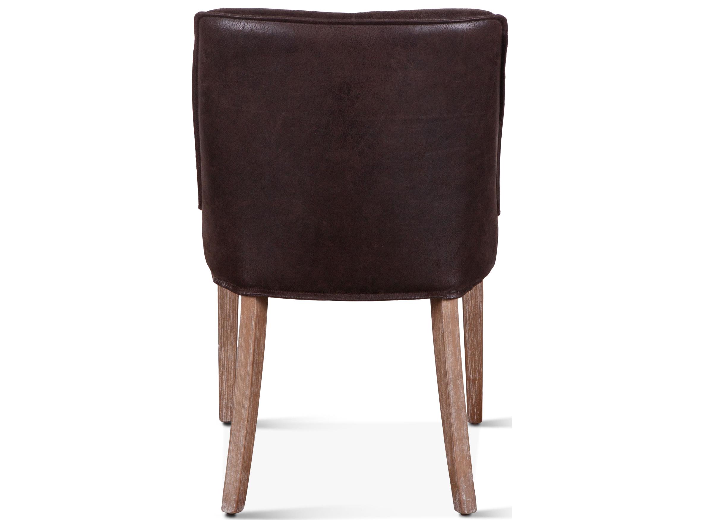World Interiors Avery Oak Wood Brown Leather Armless Dining Chair