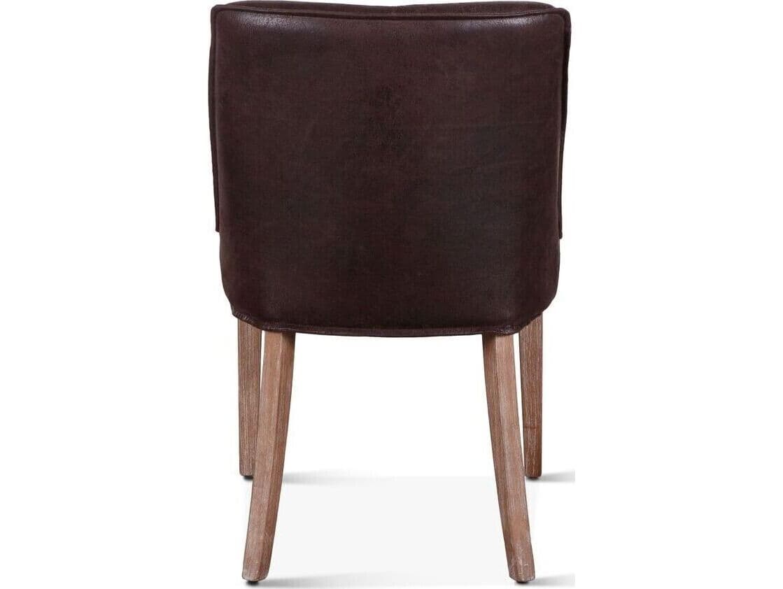 World Interiors Avery Oak Wood Brown Leather Armless Dining Chair