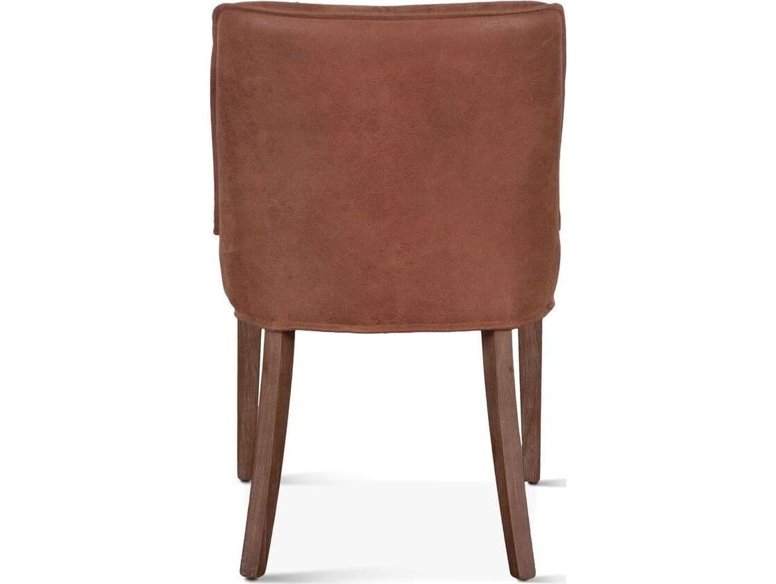 World Interiors Avery Oak Wood Brown Leather Armless Dining Chair