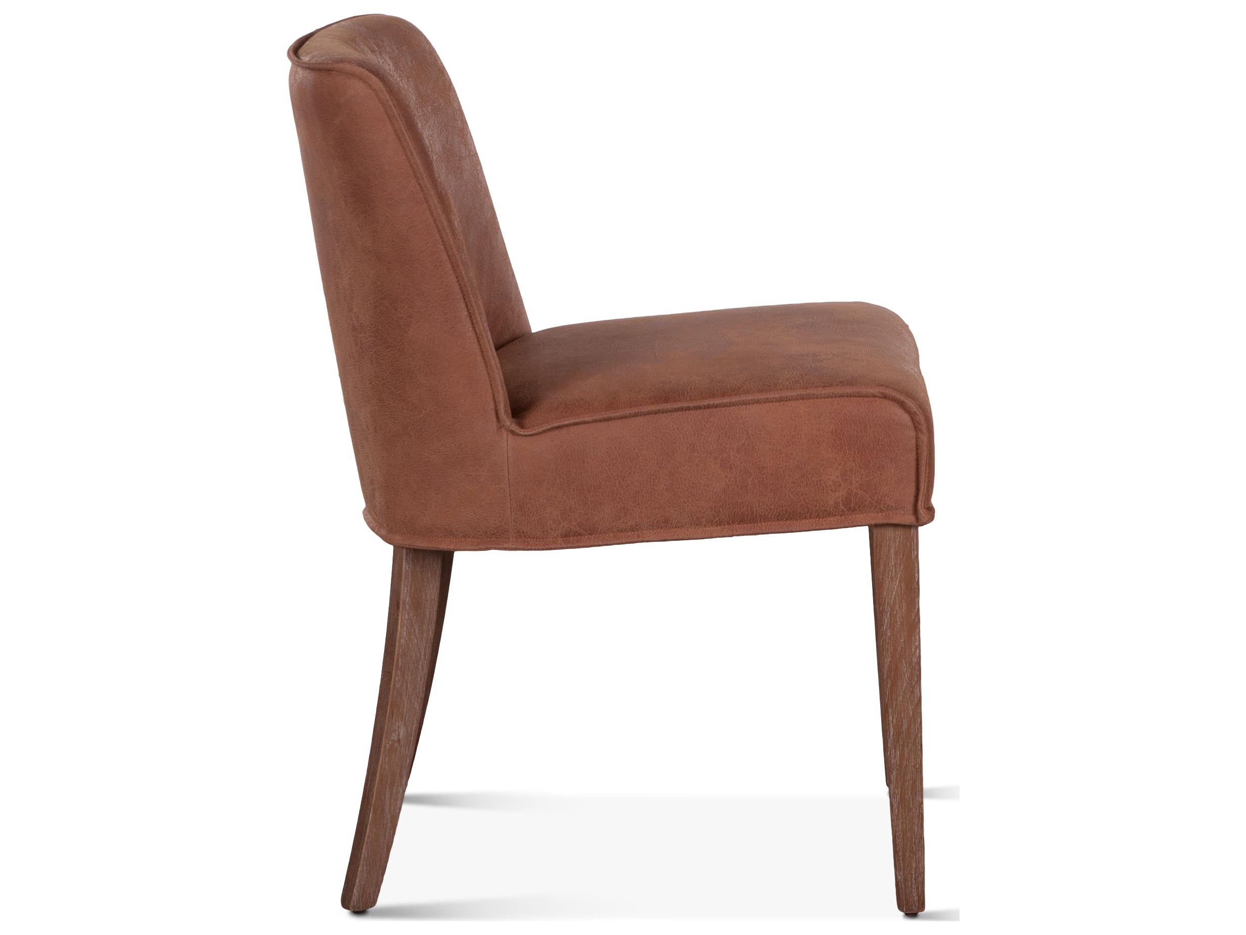 World Interiors Avery Oak Wood Brown Leather Side Dining Chair