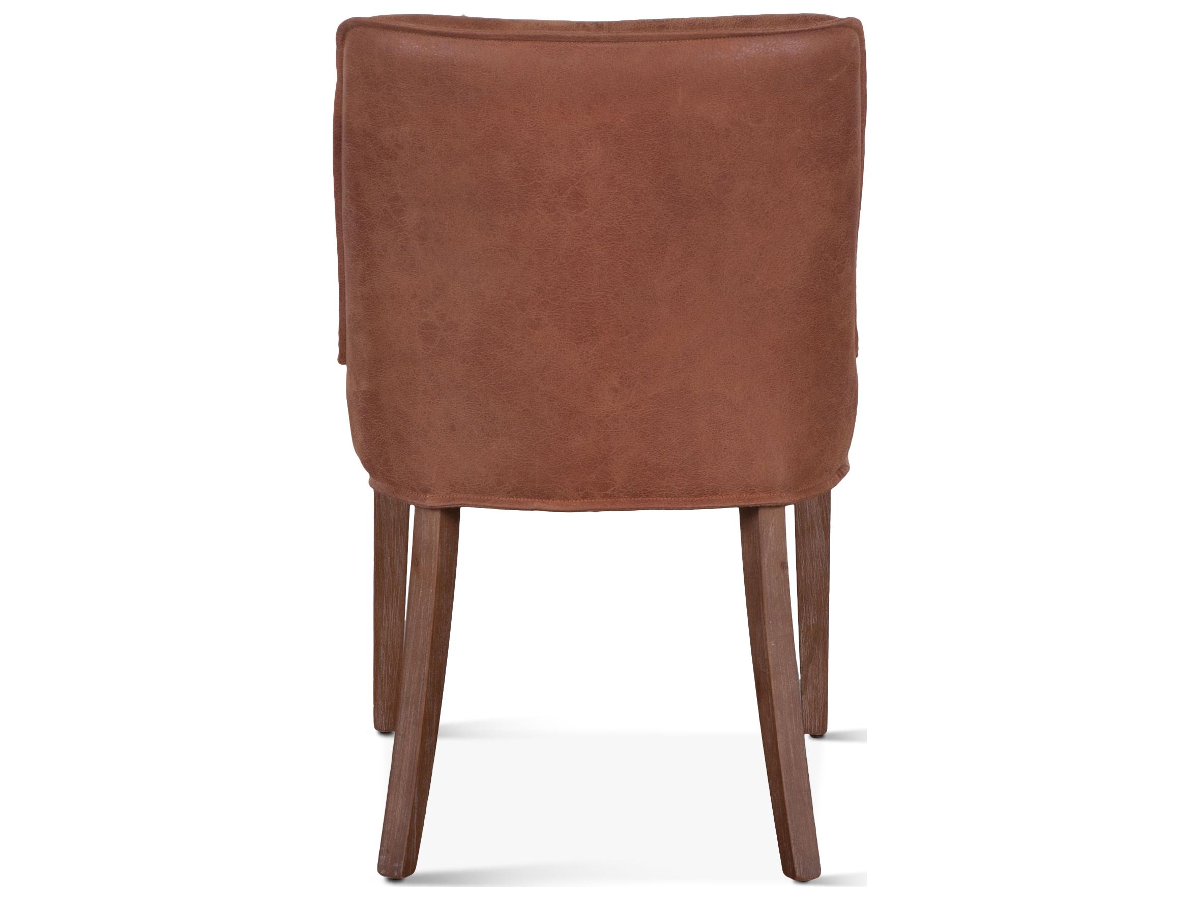 World Interiors Avery Oak Wood Brown Leather Side Dining Chair