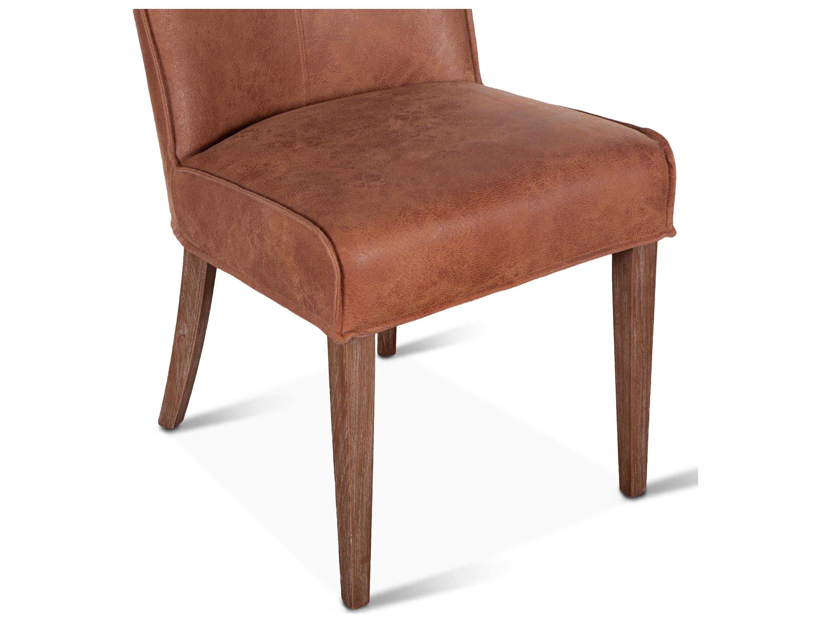 World Interiors Avery Oak Wood Brown Leather Side Dining Chair