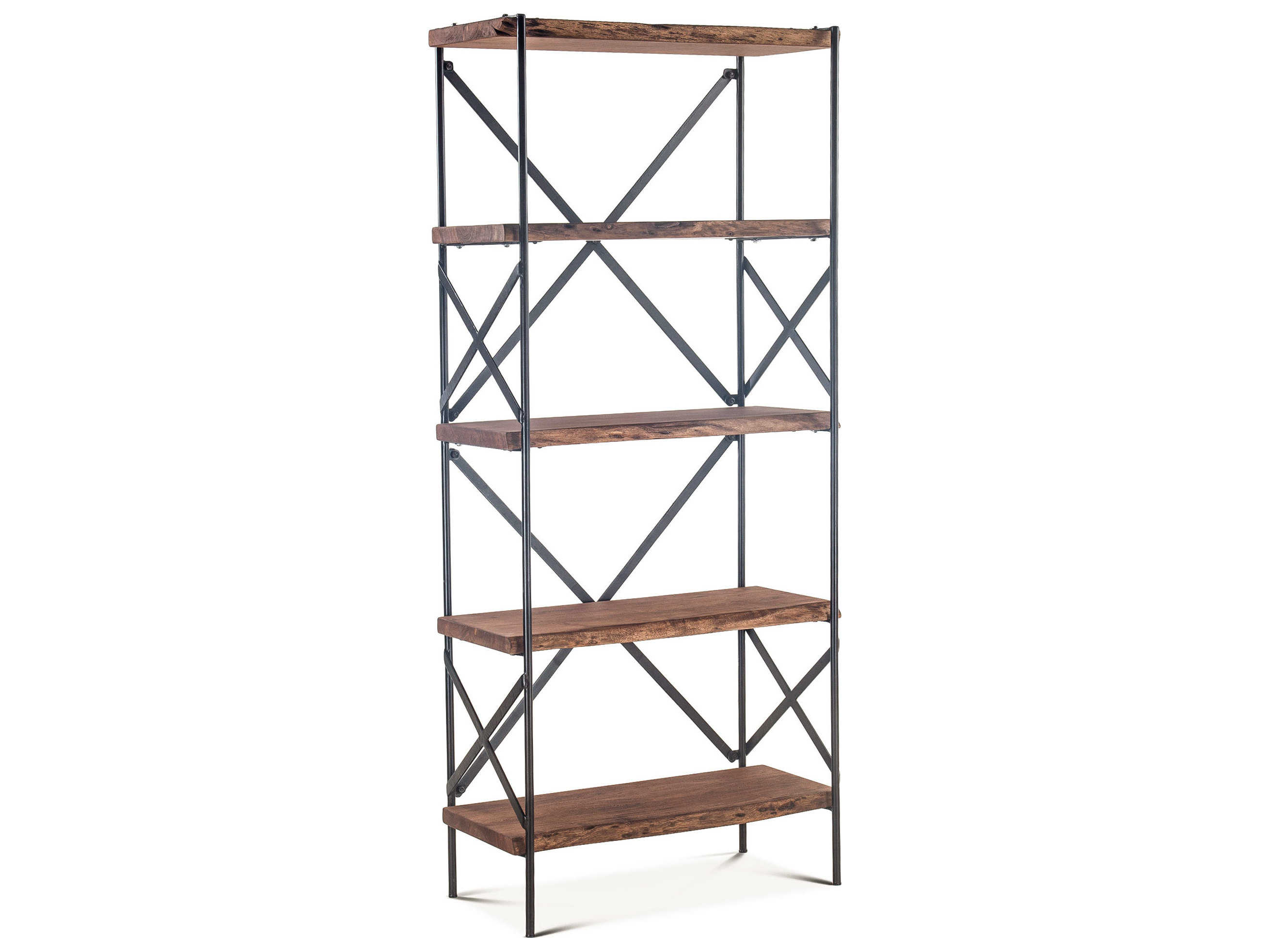 World Interiors Blayne Raw Walnut Antique Zinc Bookcase
