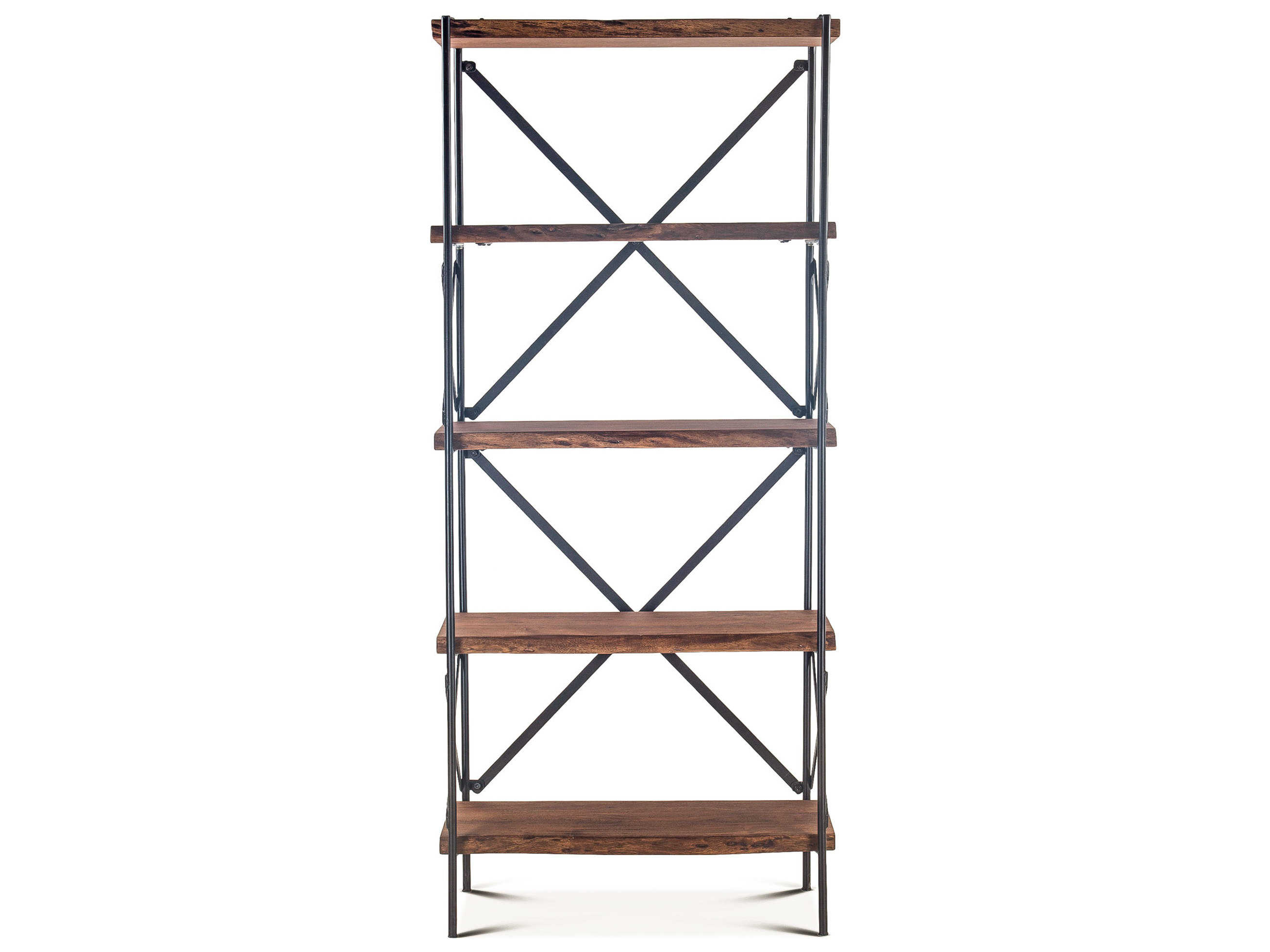 World Interiors Blayne Raw Walnut Antique Zinc Bookcase
