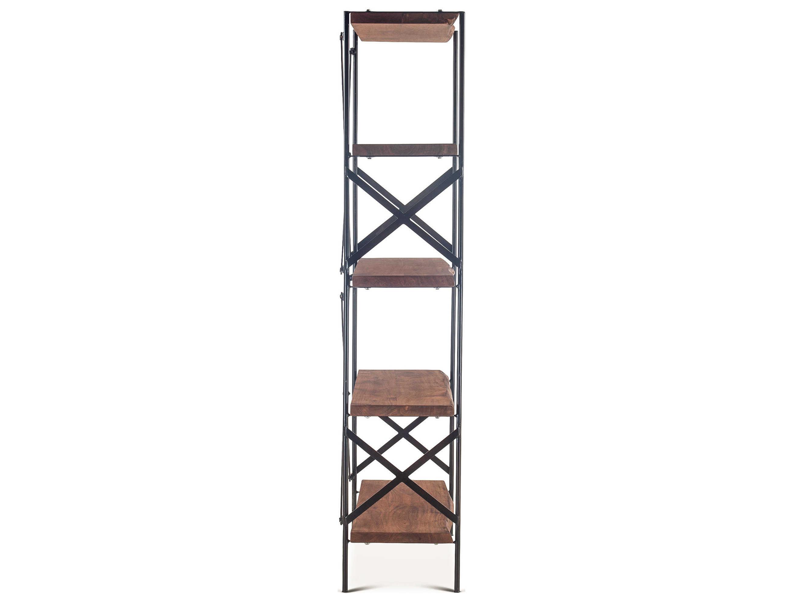 World Interiors Blayne Raw Walnut Antique Zinc Bookcase