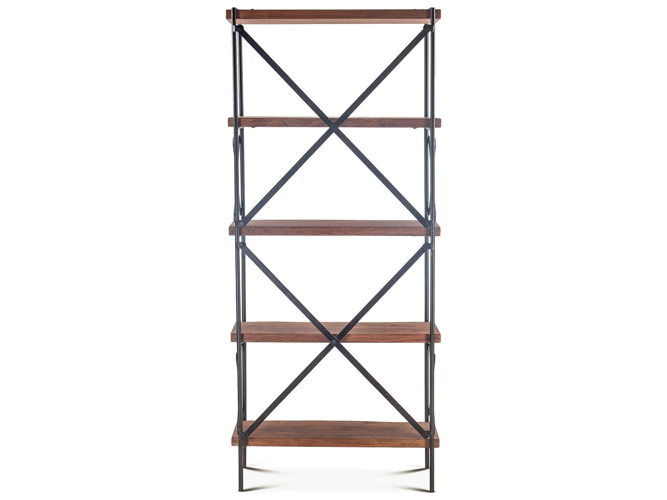 World Interiors Blayne Raw Walnut Antique Zinc Bookcase