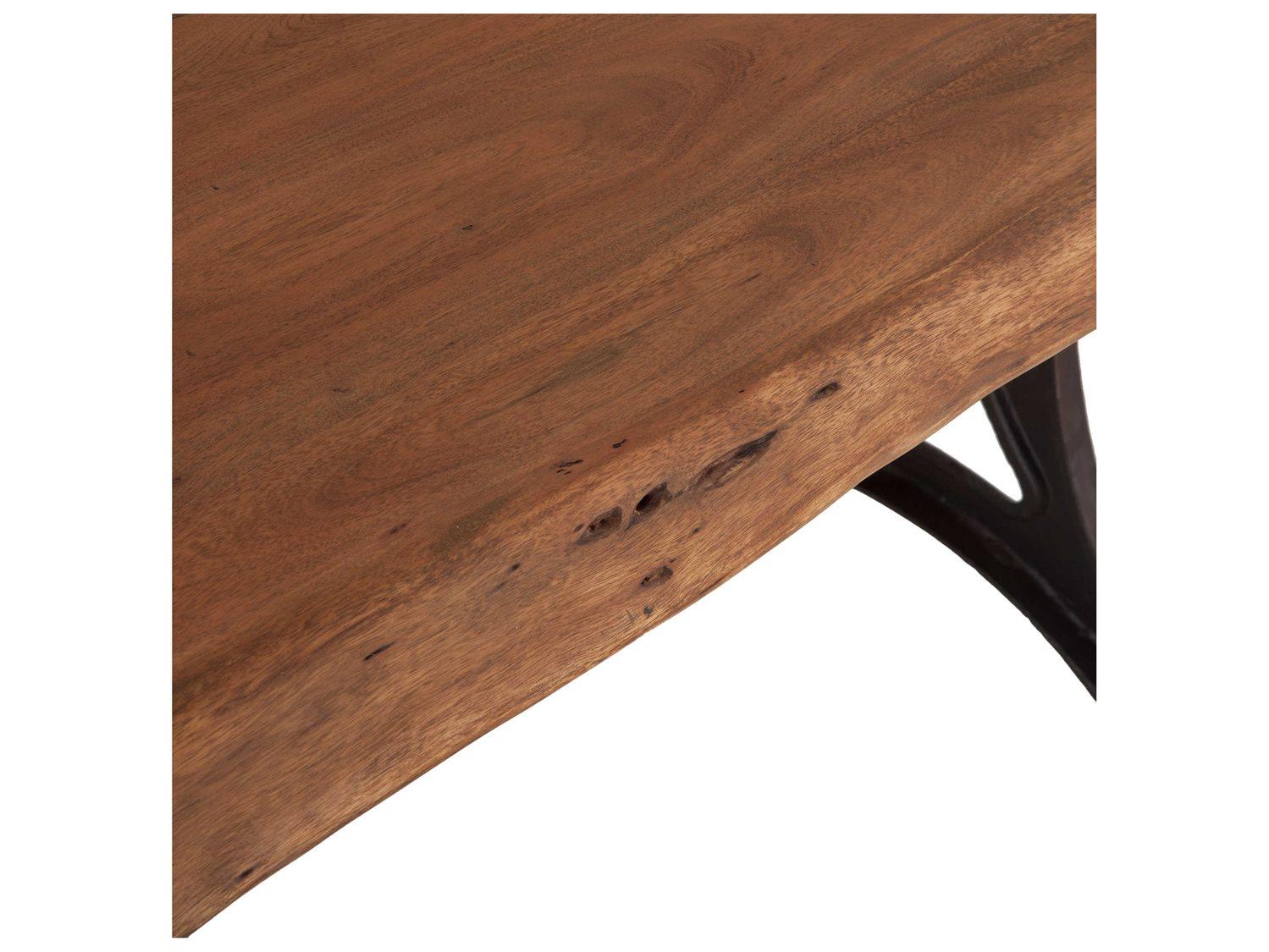 World Interiors Blayne Rectangular Wood Raw Walnut Antique Zinc Dining Table