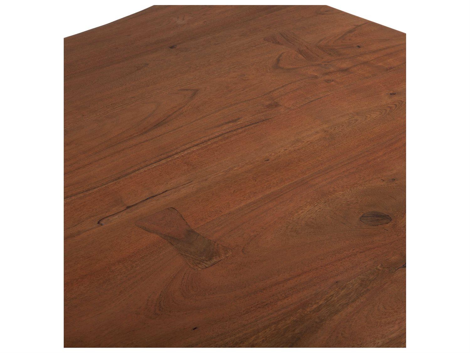 World Interiors Blayne Rectangular Wood Raw Walnut Antique Zinc Dining Table