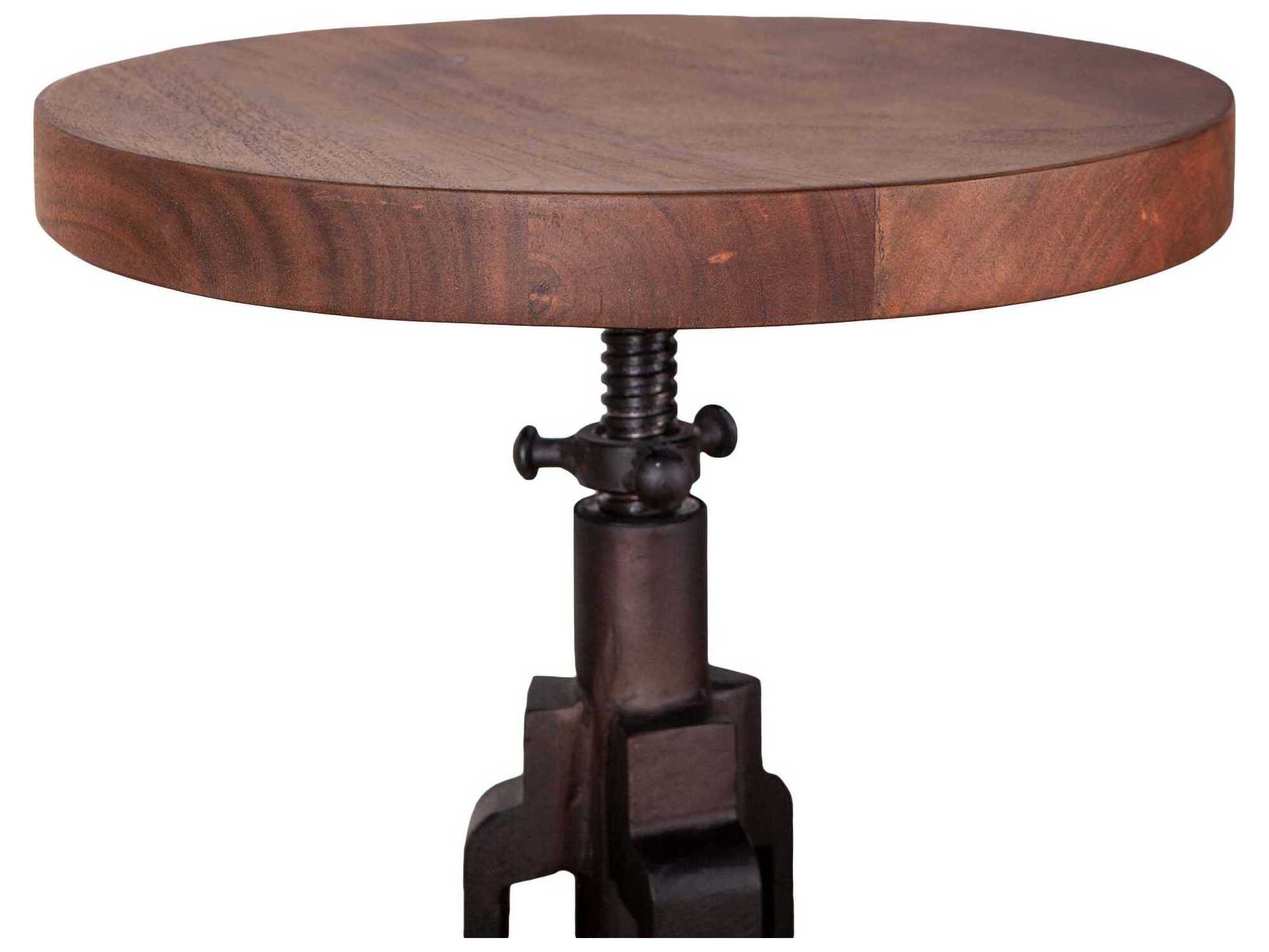 World Interiors Blayne Adjustable Acacia Wood Bar Stool Counter Raw Walnut Matte Black