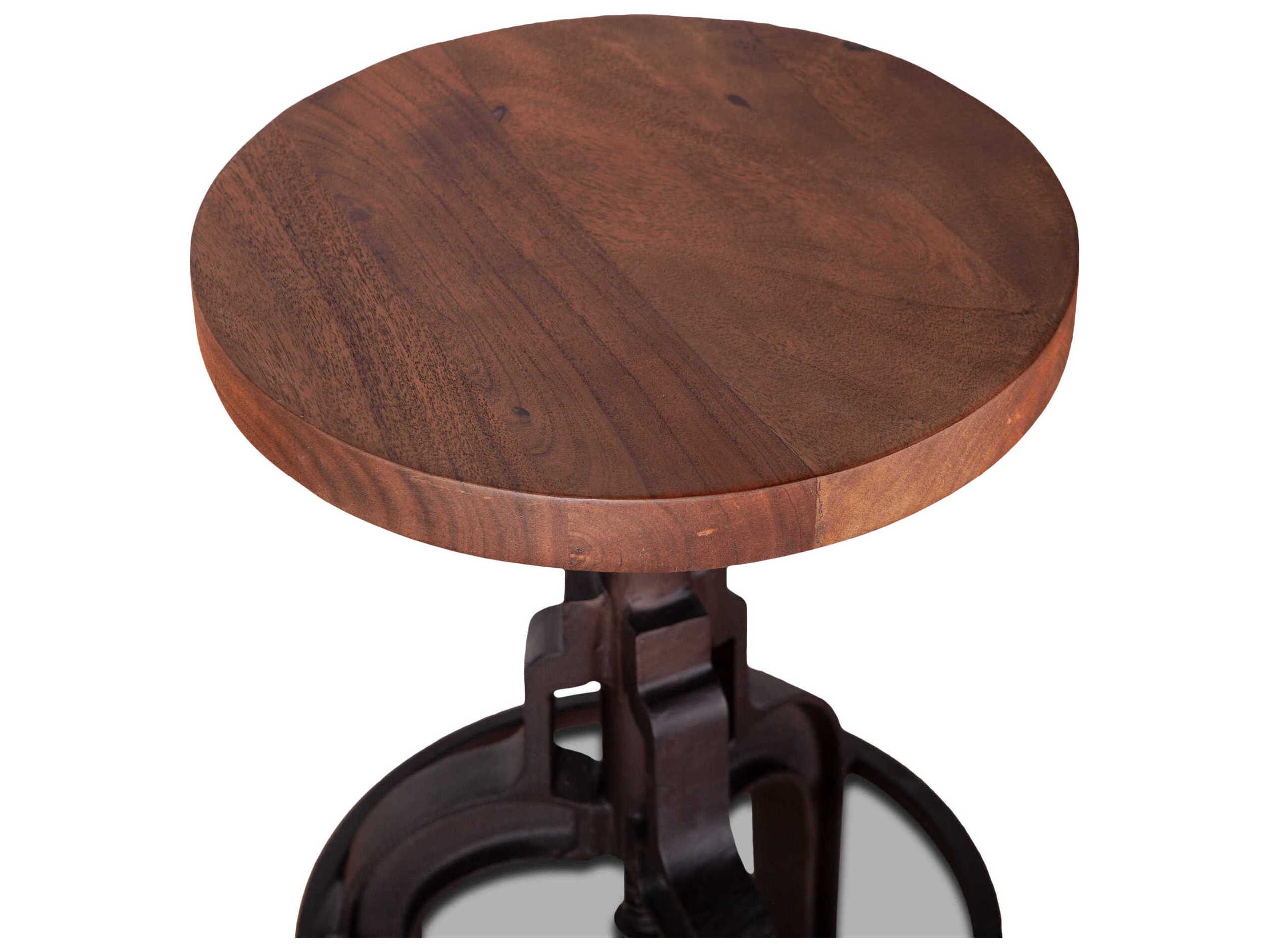 World Interiors Blayne Adjustable Acacia Wood Bar Stool Counter Raw Walnut Matte Black