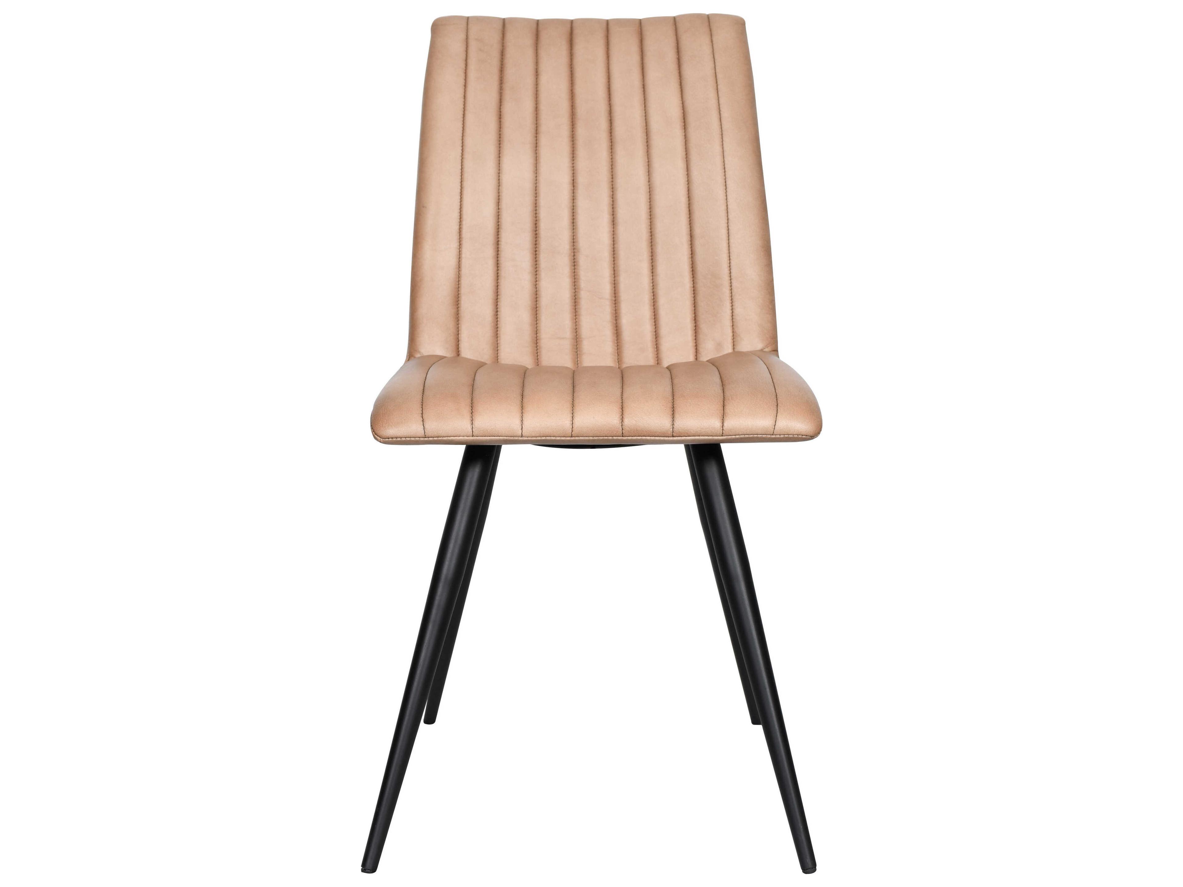 World Interiors Brisben Leather Beige Upholstered Side Dining Chair