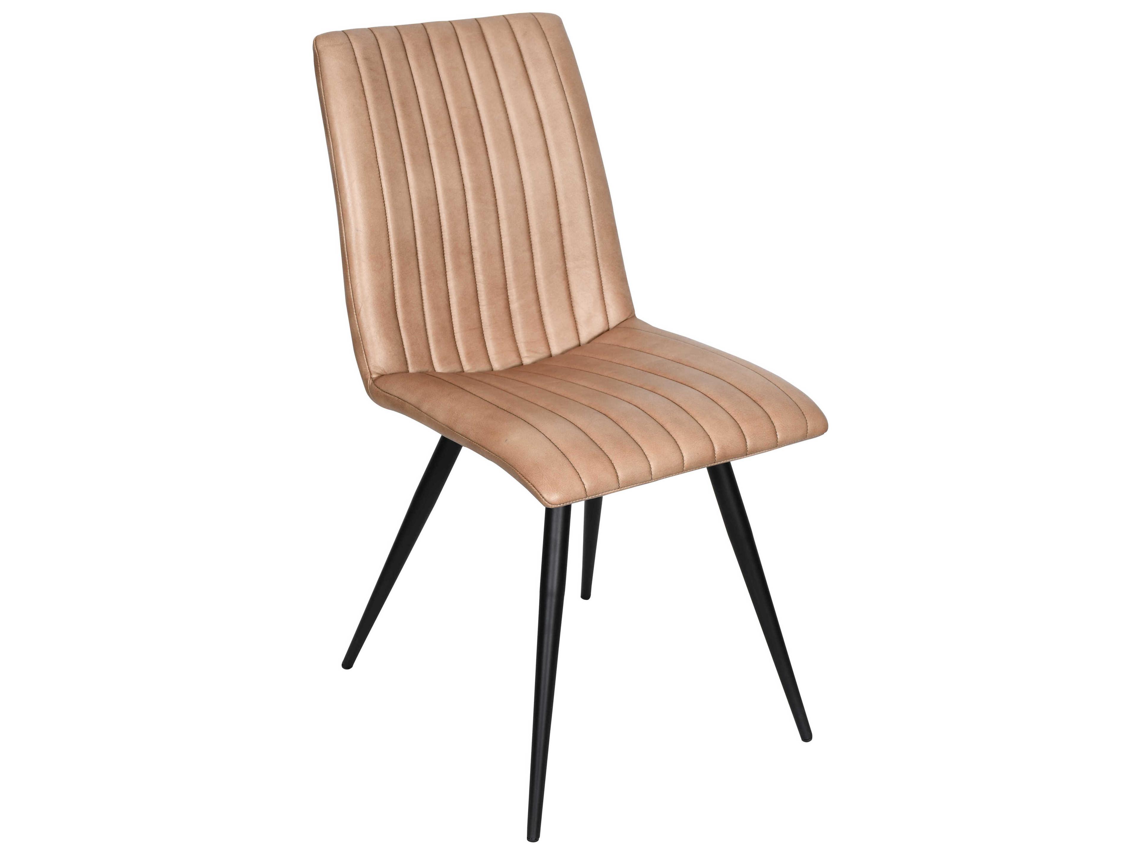 World Interiors Brisben Leather Beige Upholstered Side Dining Chair