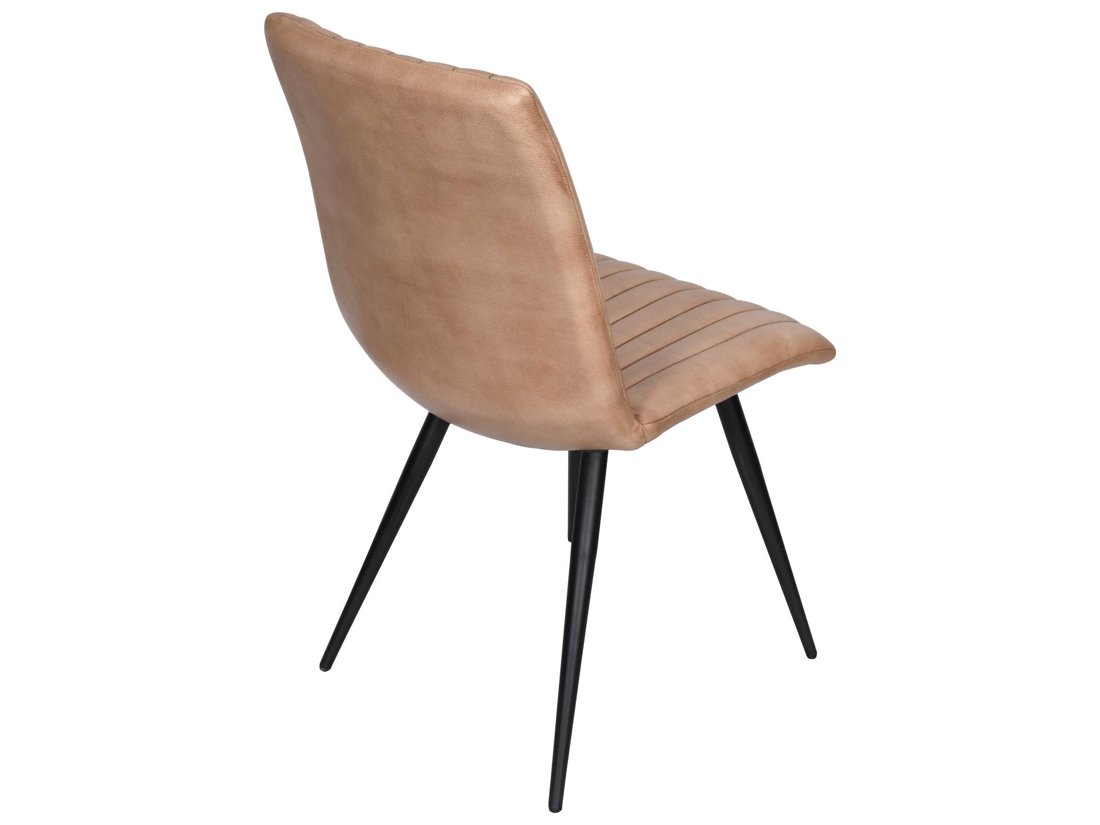 World Interiors Brisben Leather Beige Upholstered Side Dining Chair
