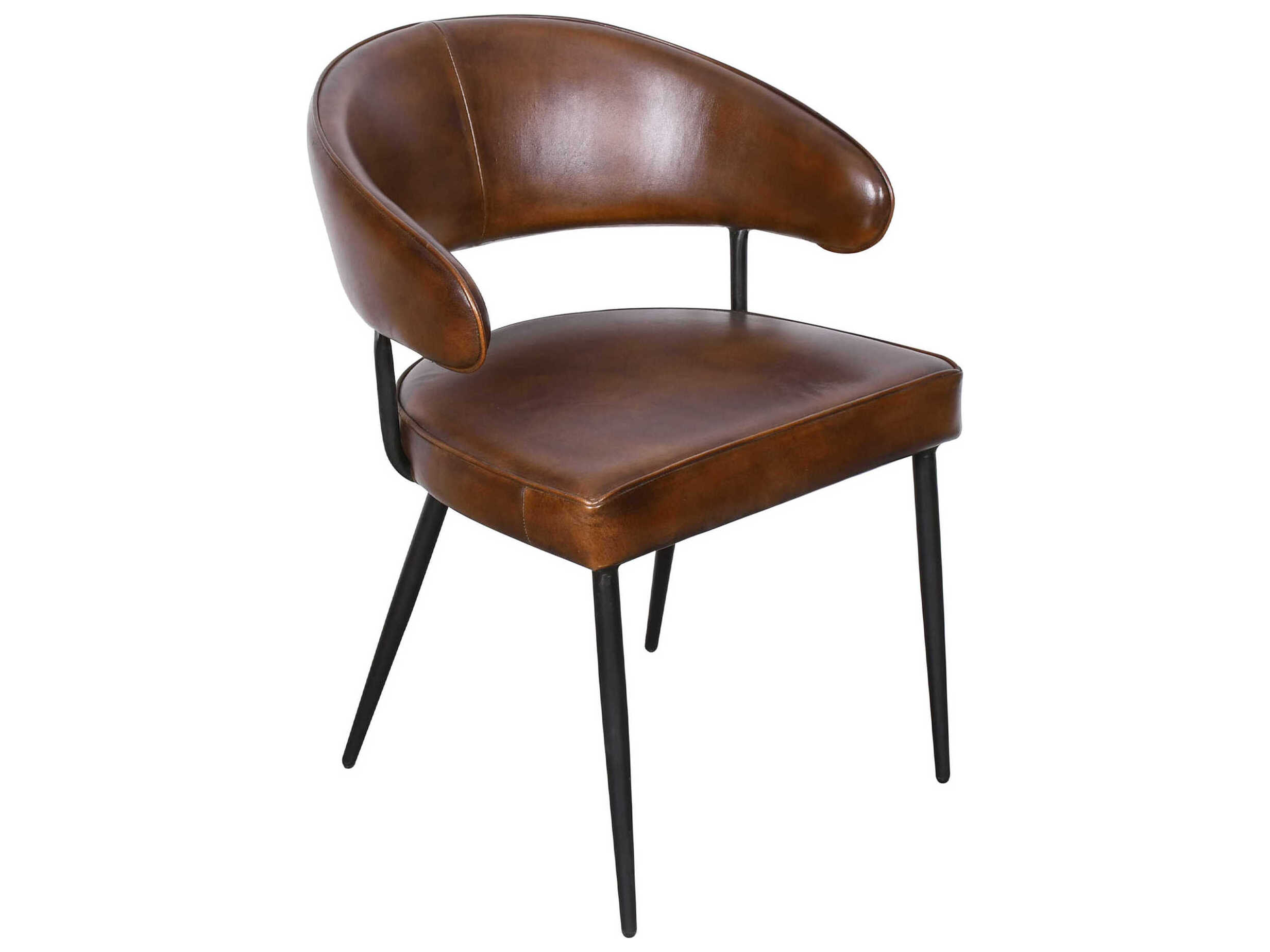 World Interiors Brisbane Brown Leather Arm Dining Chair