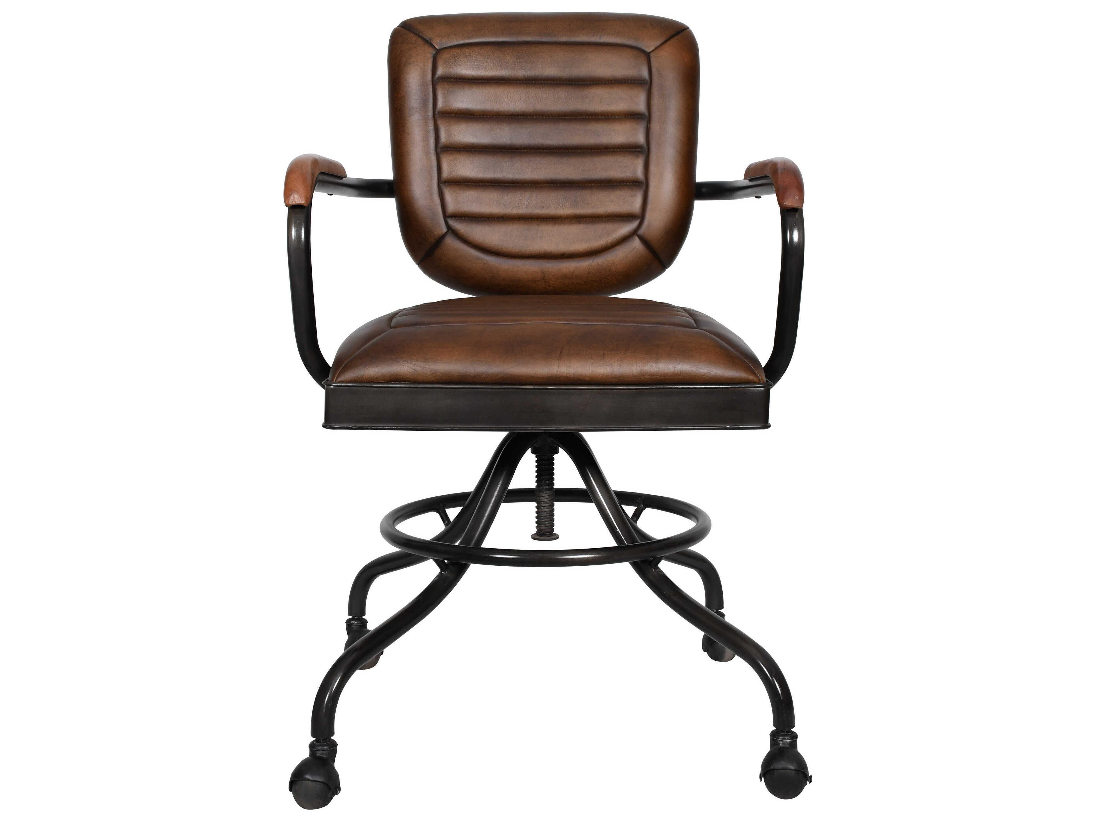 World Interiors Brisben Black Leather Adjustable Swivel Computer Office Chair