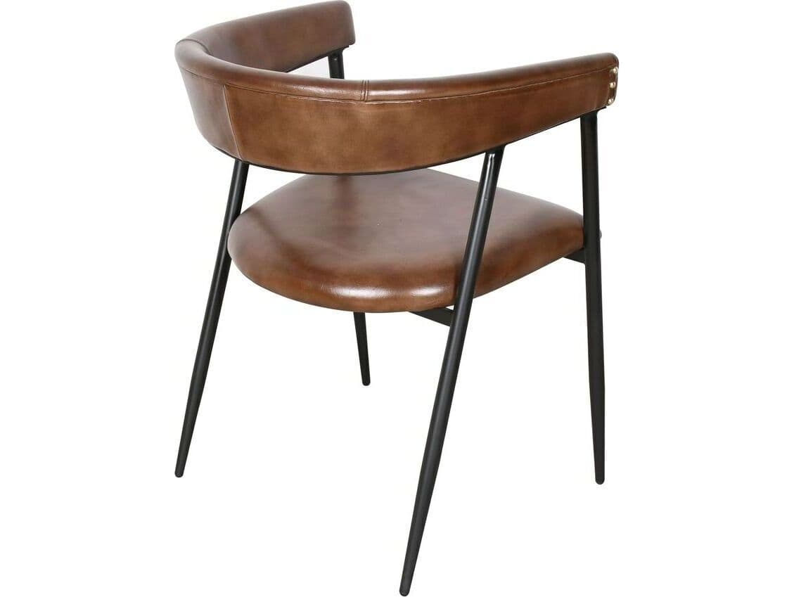 World Interiors Brisbane Brown Leather Arm Dining Chair