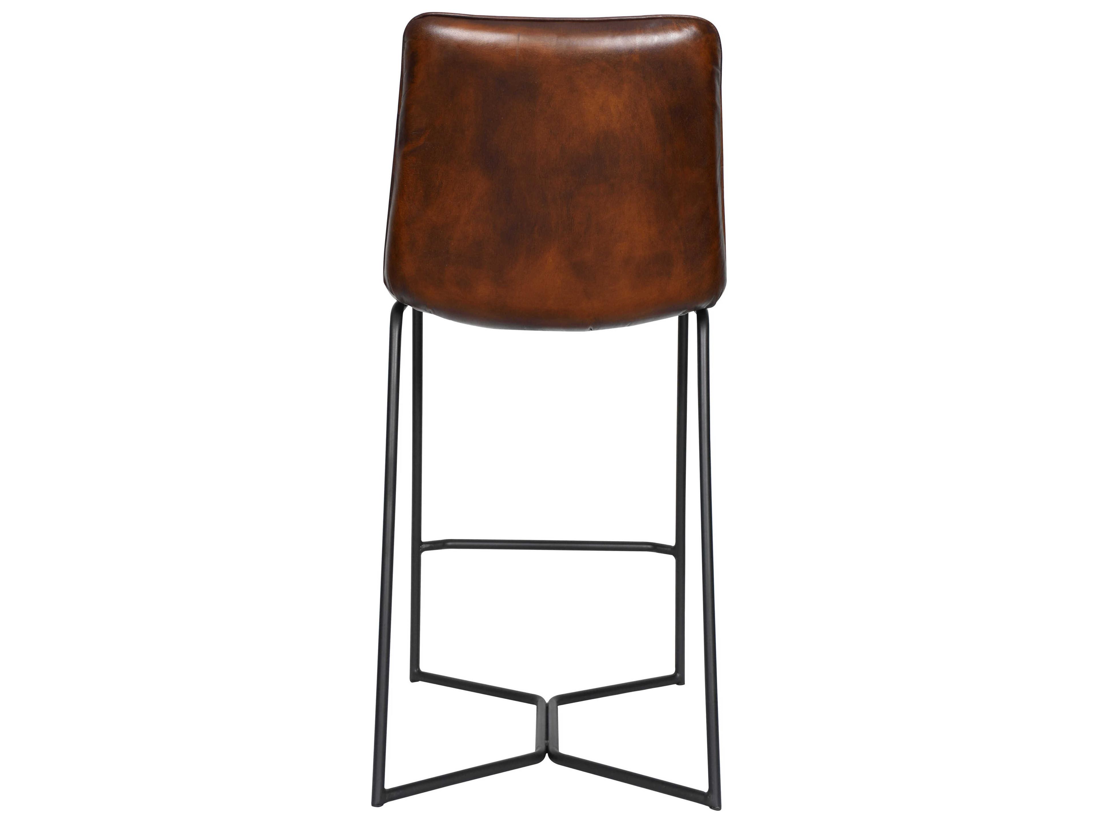 World Interiors Brisben Leather Black Powder Coat Chesnut Counter Stool