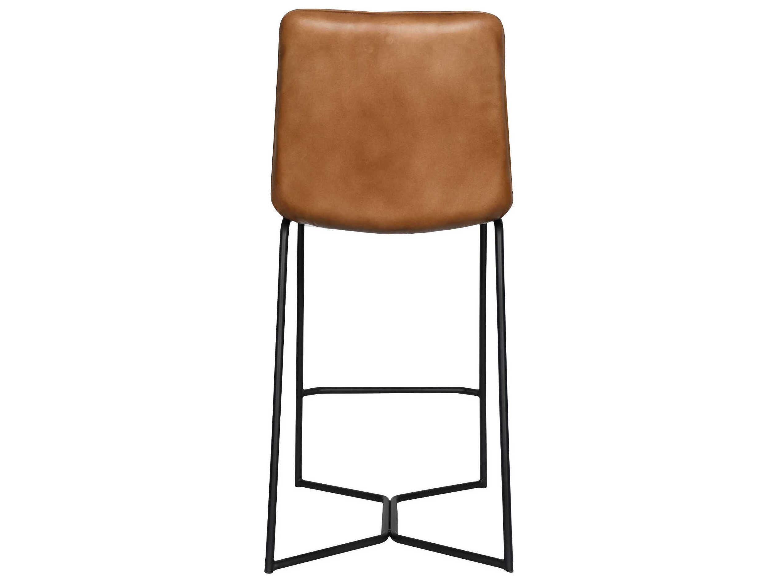 World Interiors Brisben Leather Black Powder Coat Taupe Counter Stool