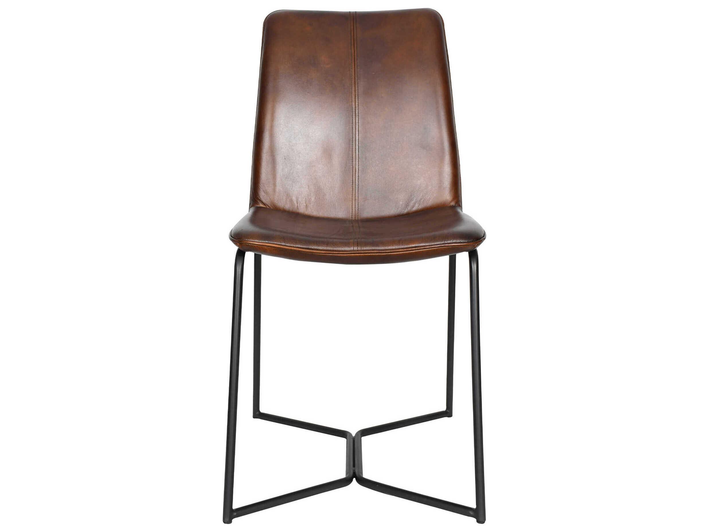 World Interiors Brisben Leather Black Upholstered Side Dining Chair
