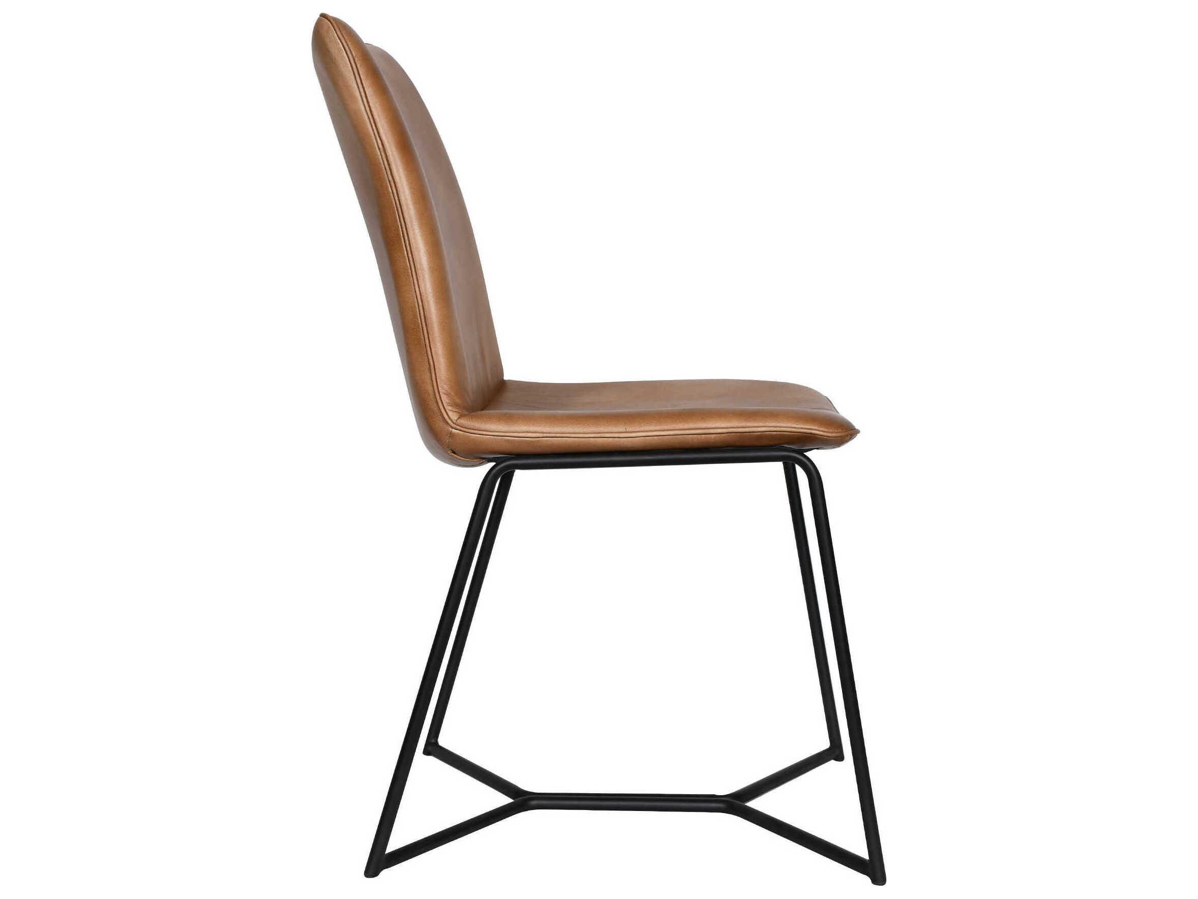 World Interiors Brisben Leather Beige Upholstered Side Dining Chair