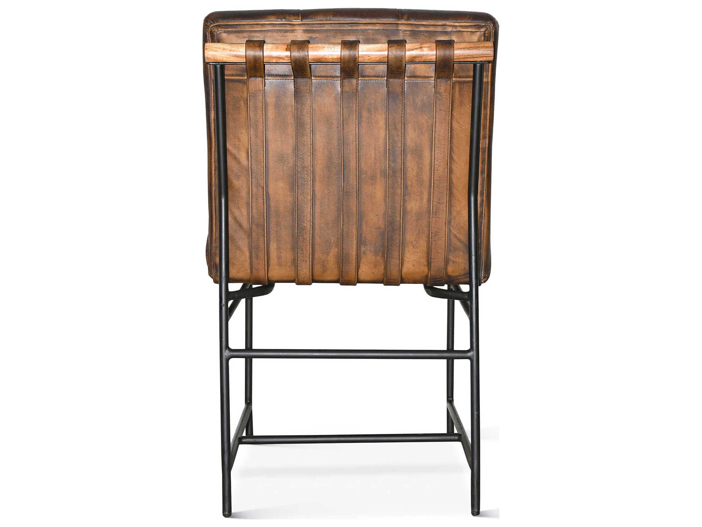 World Interiors Brisbane Brown Leather Side Dining Chair