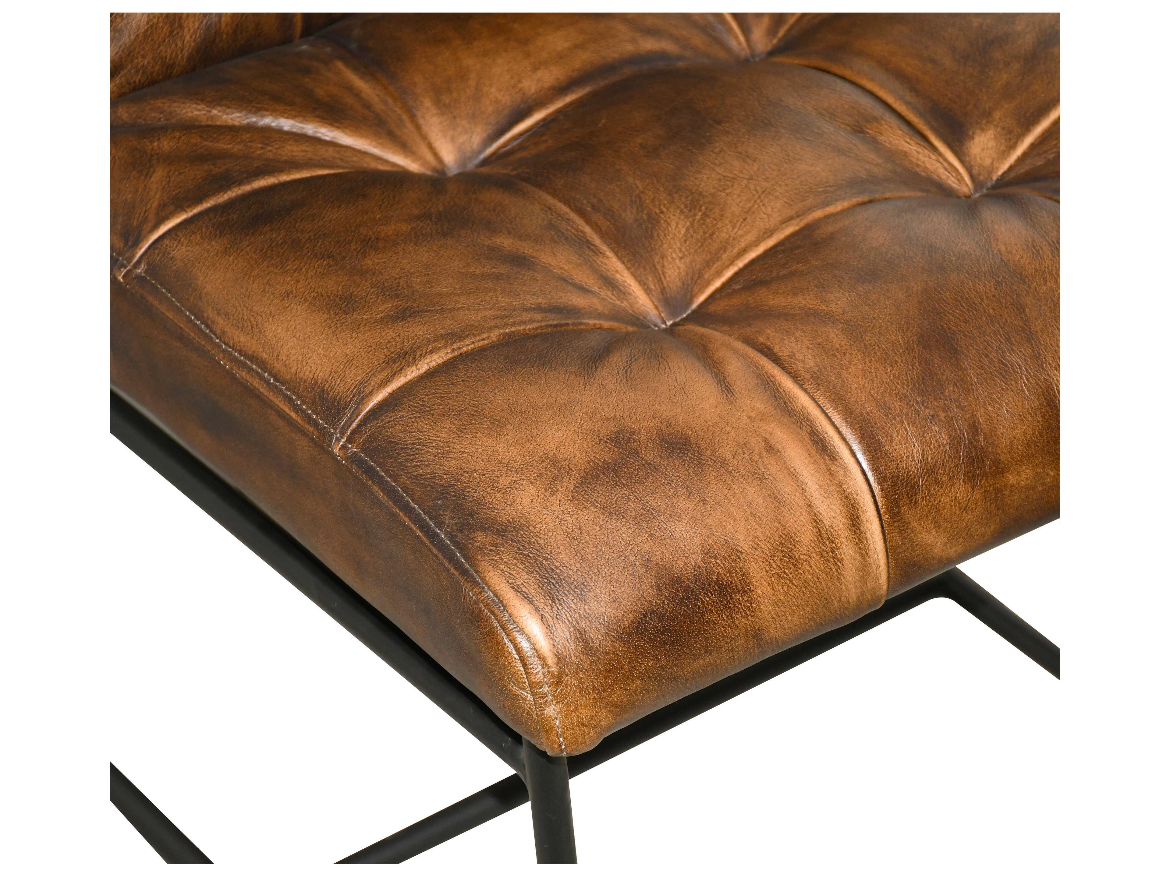 World Interiors Brisbane Brown Leather Side Dining Chair