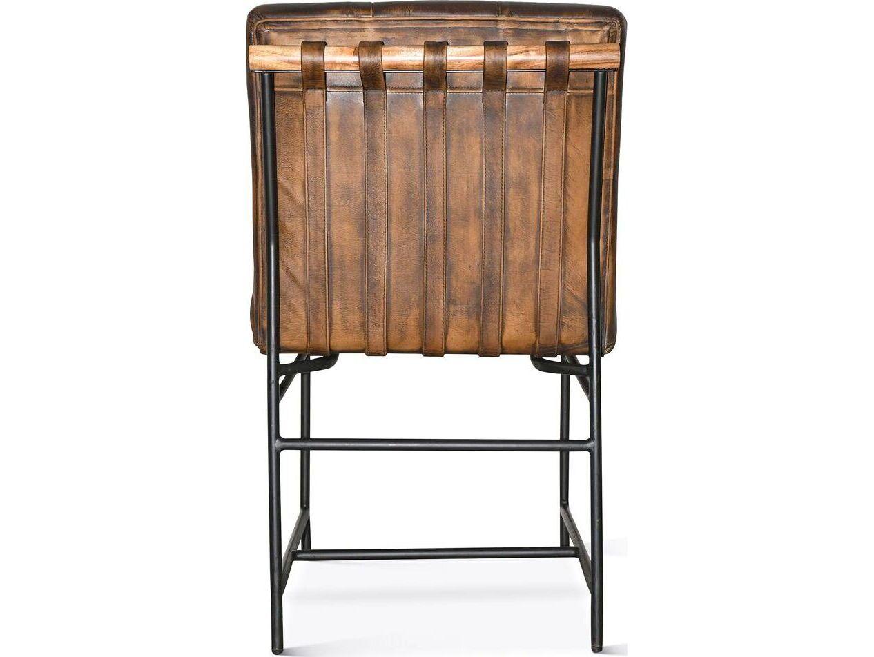 World Interiors Brisbane Brown Leather Armless Dining Chair