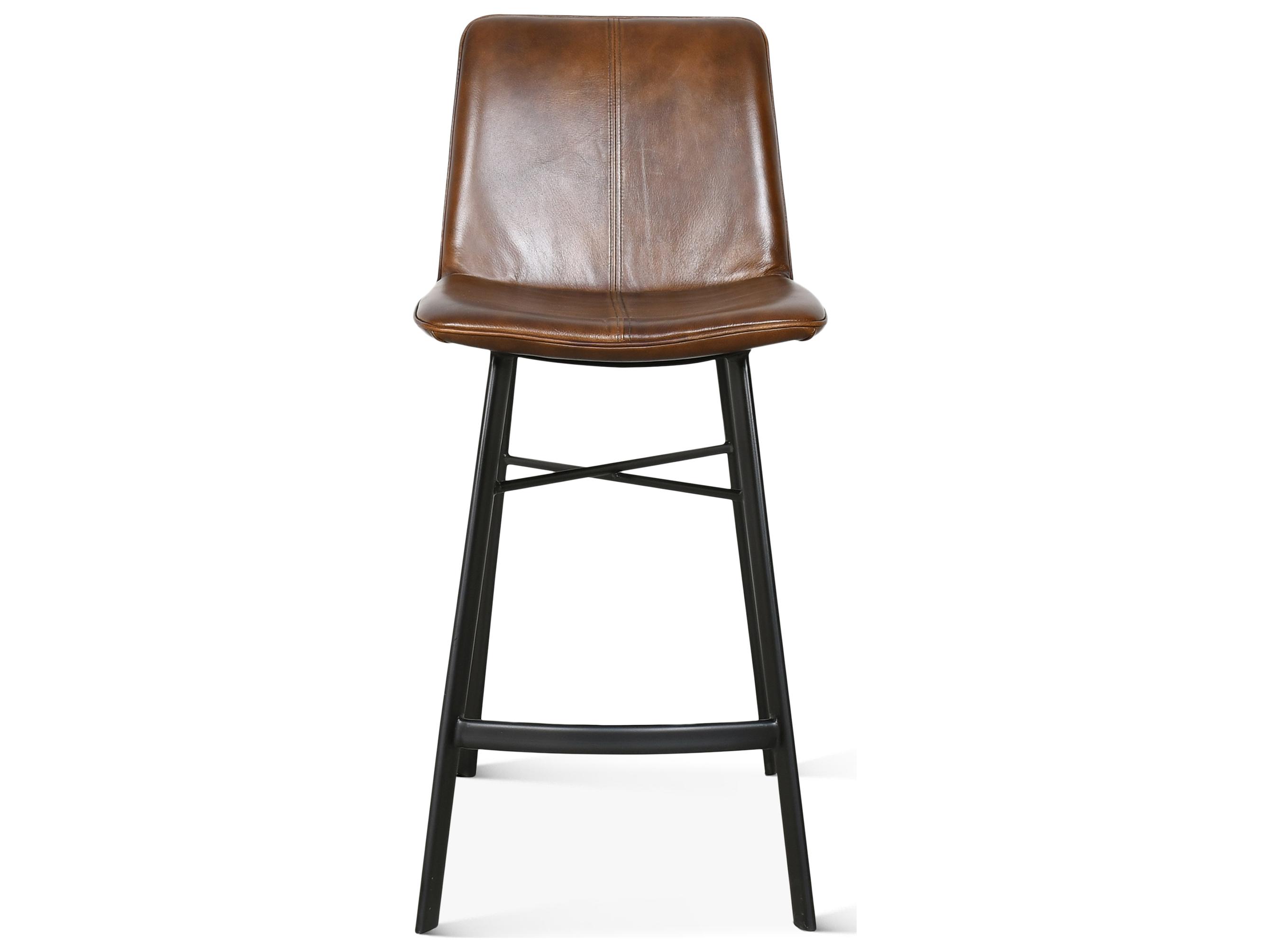 World Interiors Brisbane Hand Washed Leather Counter Stool
