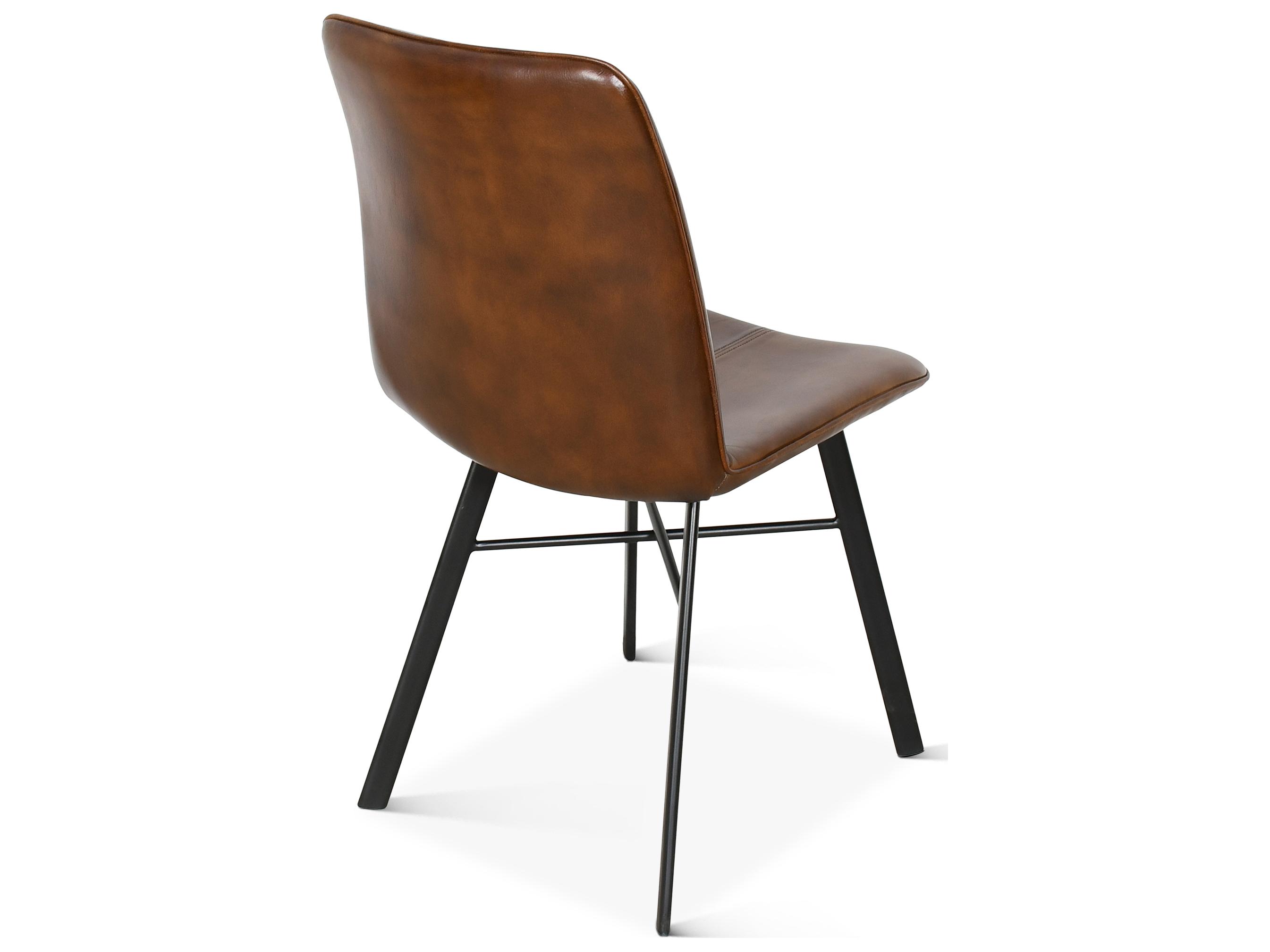World Interiors Brisbane Brown Leather Armless Dining Chair