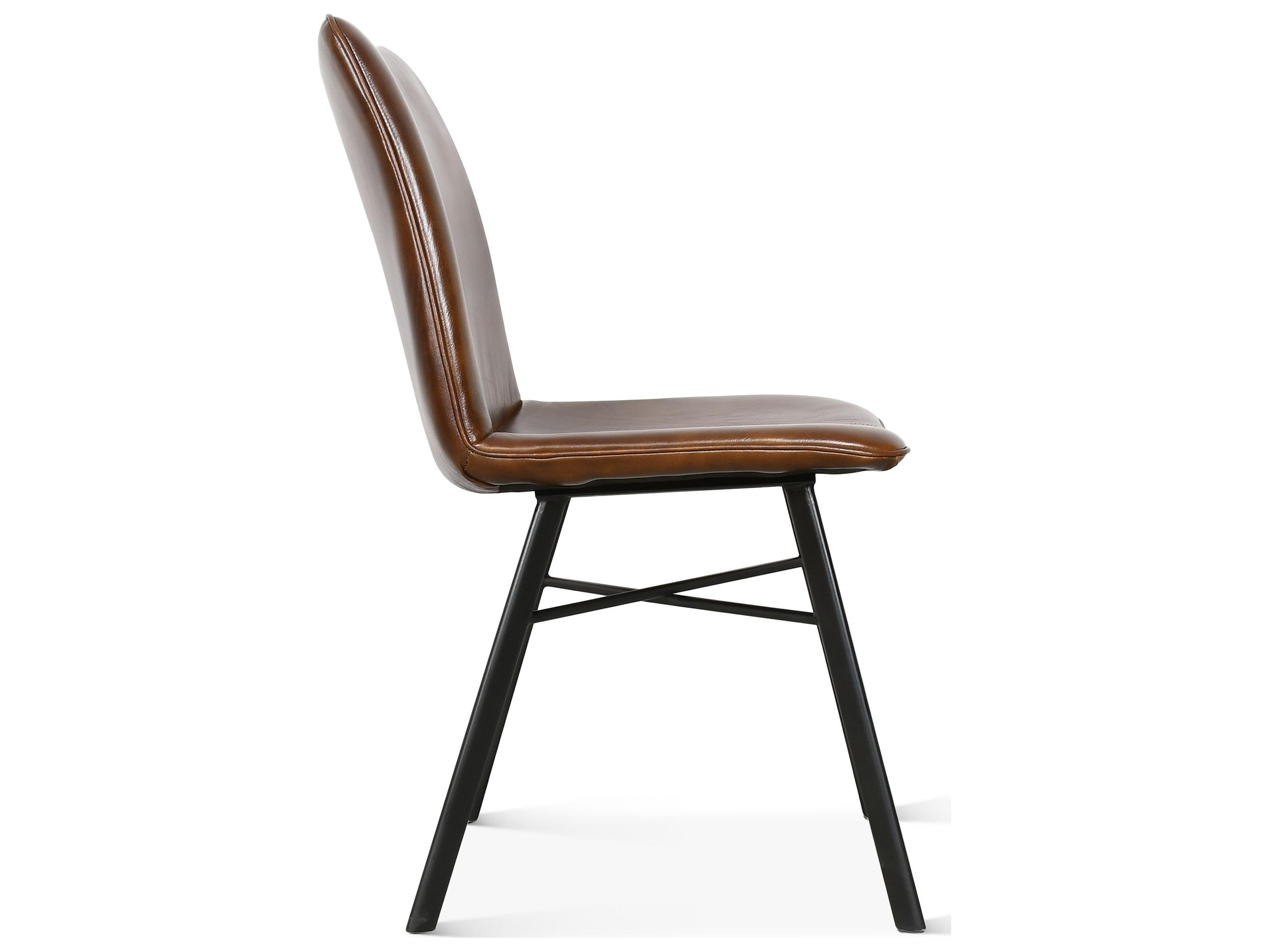 World Interiors Brisbane Brown Leather Armless Dining Chair