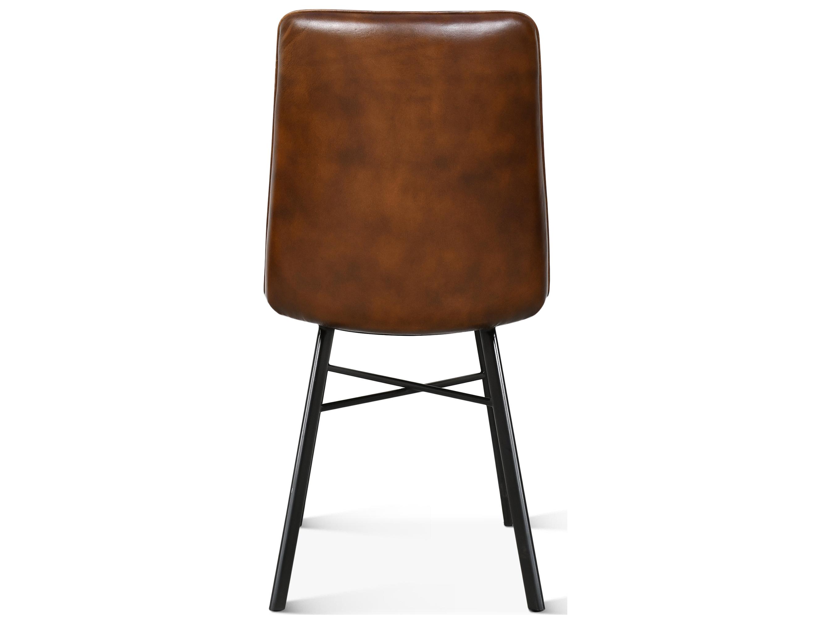 World Interiors Brisbane Brown Leather Armless Dining Chair