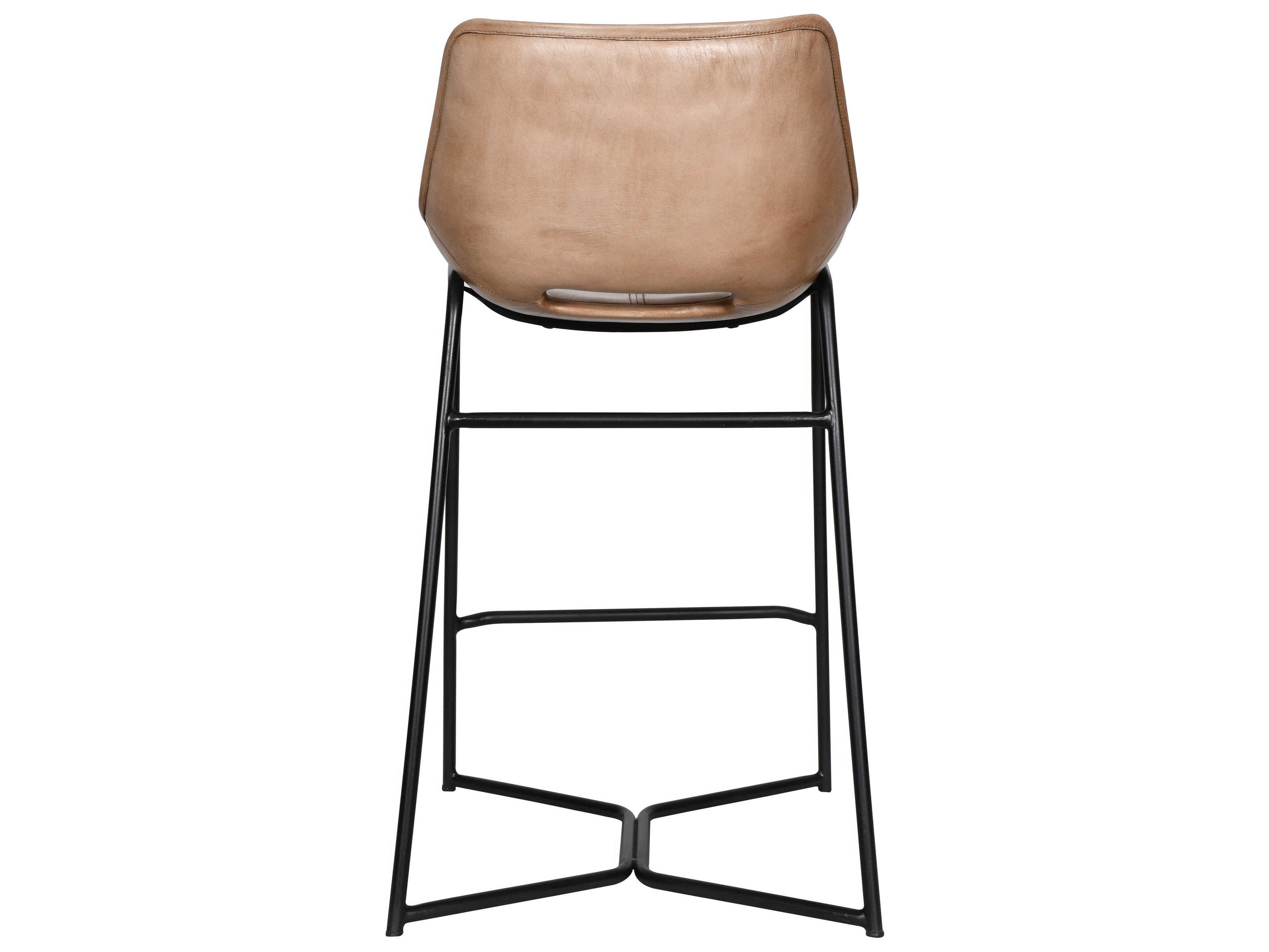 World Interiors Brisben Leather Black Powder Coat Antique Ivory Counter Stool