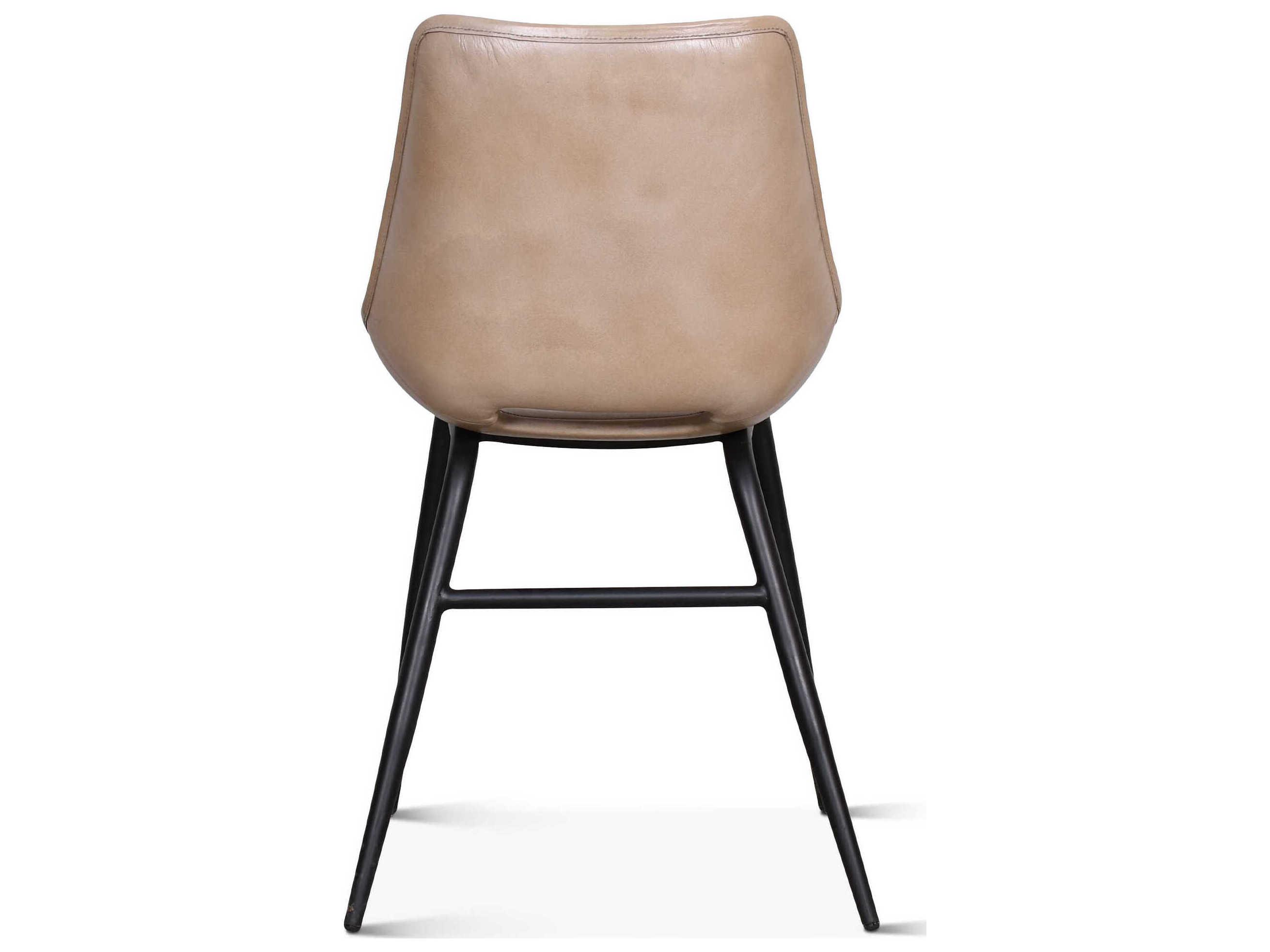 World Interiors Brisbane Beige Leather Side Dining Chair