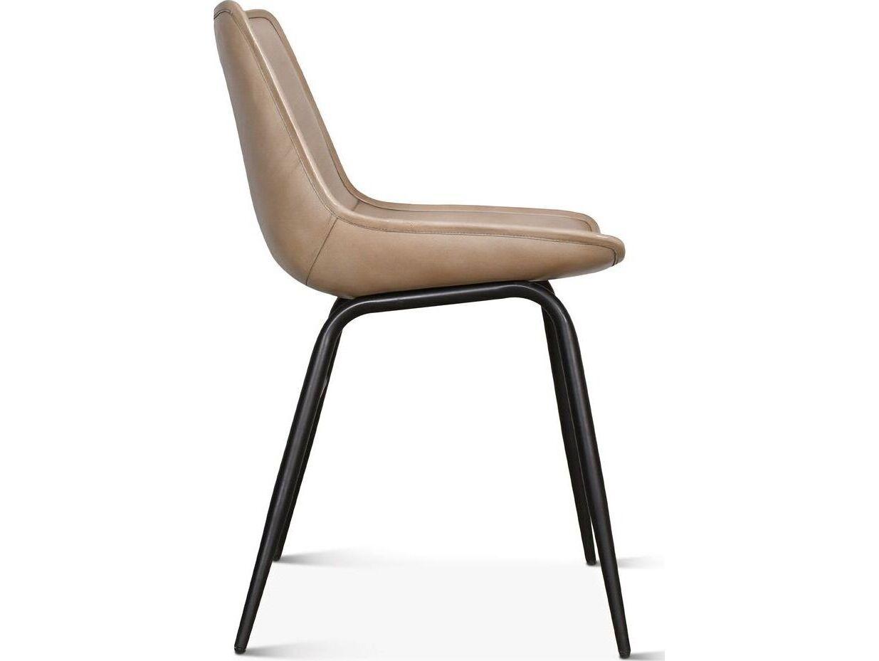 World Interiors Brisbane Beige Leather Armless Dining Chair