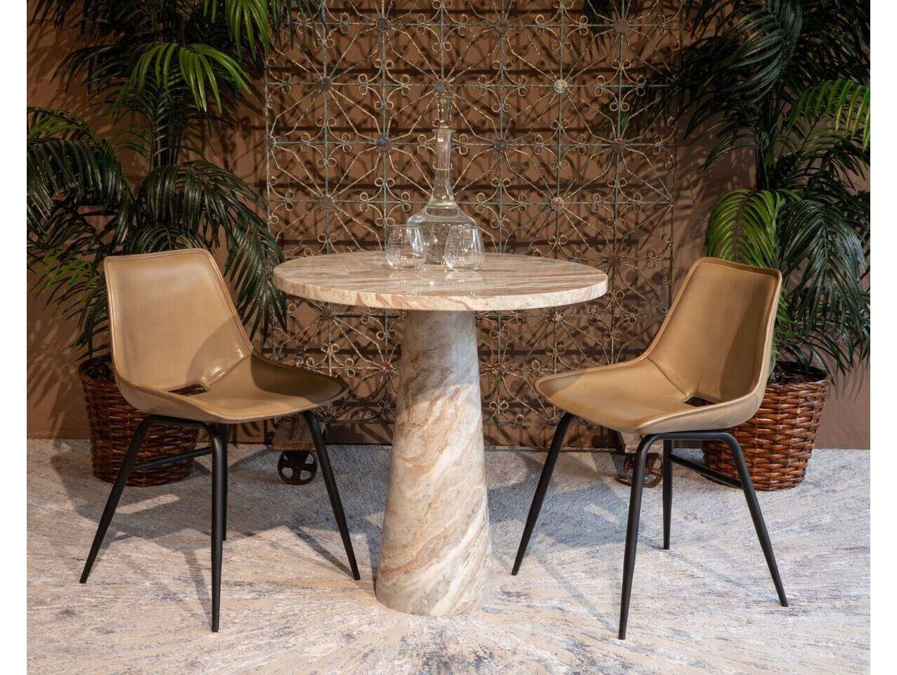 World Interiors Brisbane Beige Leather Armless Dining Chair