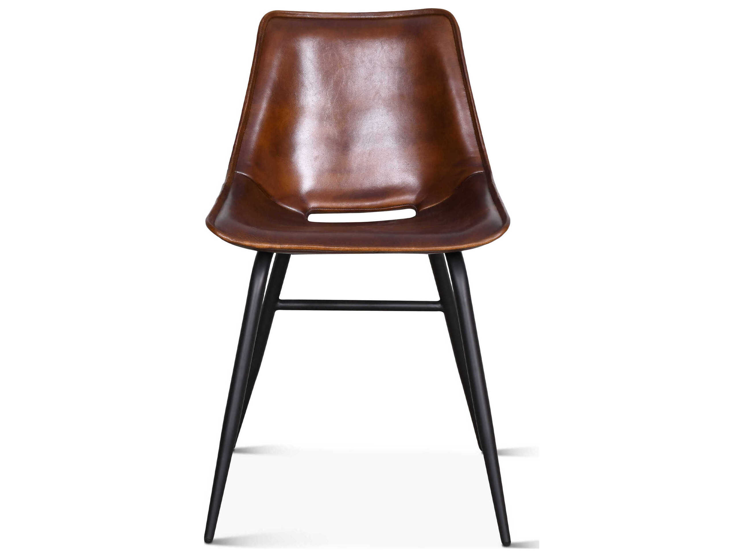 World Interiors Brisbane Brown Leather Side Dining Chair