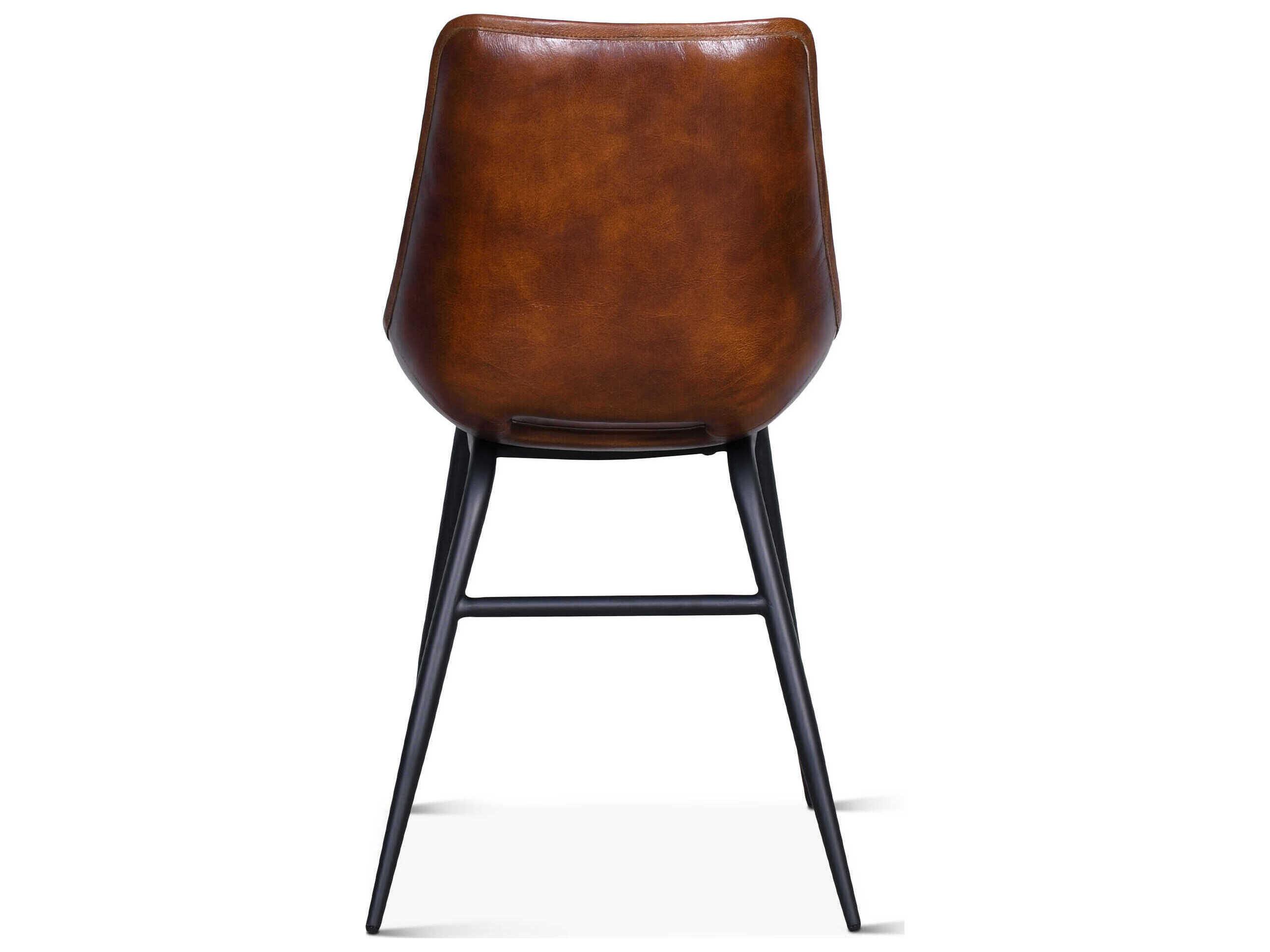 World Interiors Brisbane Brown Leather Side Dining Chair