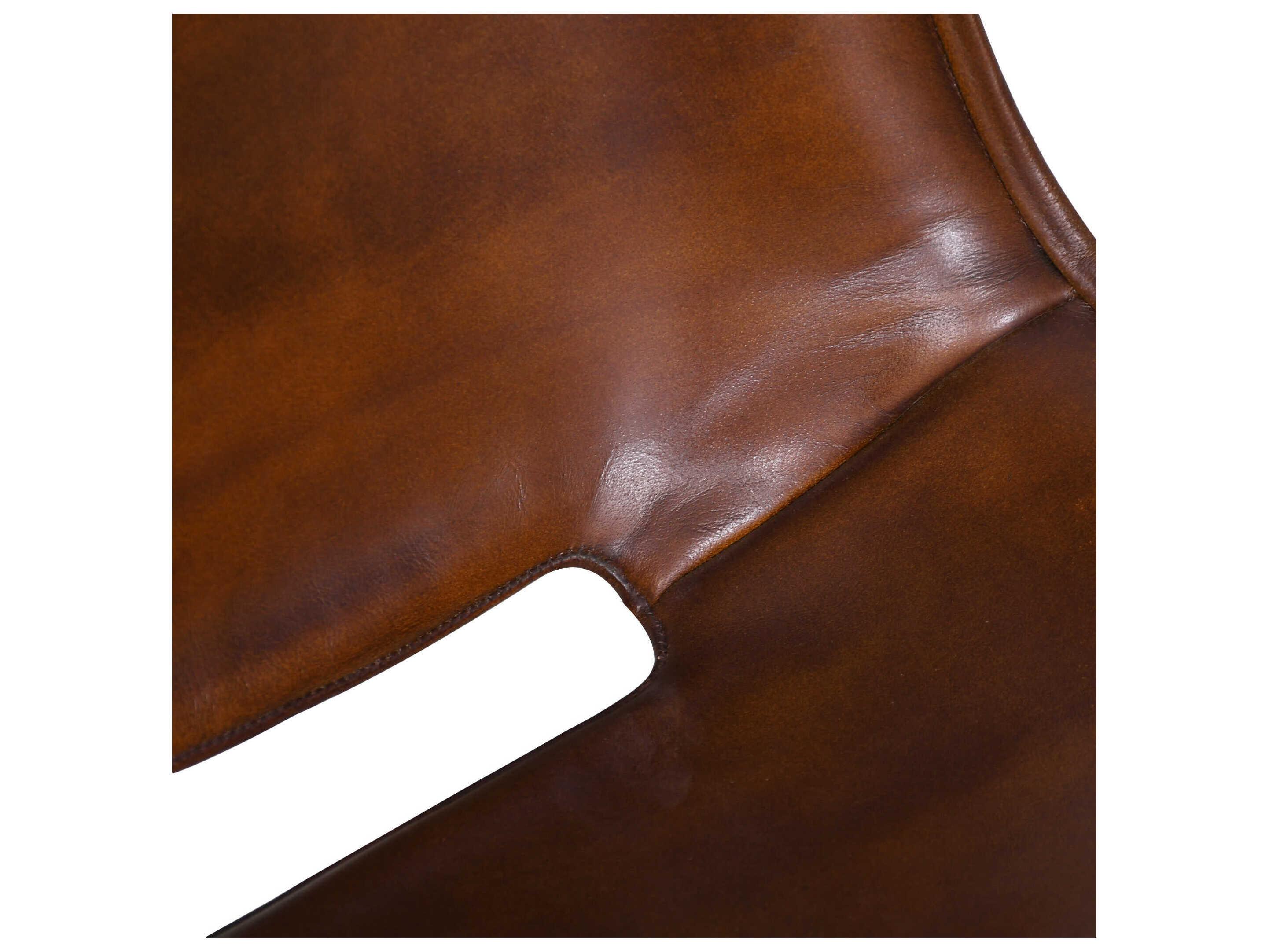 World Interiors Brisbane Brown Leather Side Dining Chair