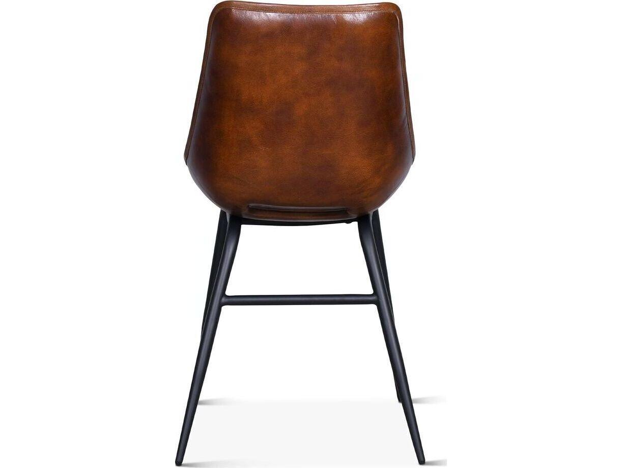 World Interiors Brisbane Brown Leather Armless Dining Chair