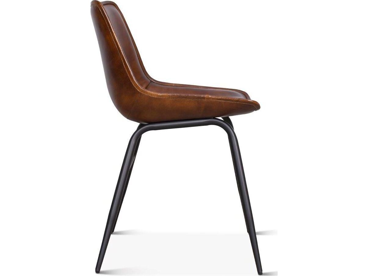 World Interiors Brisbane Brown Leather Armless Dining Chair
