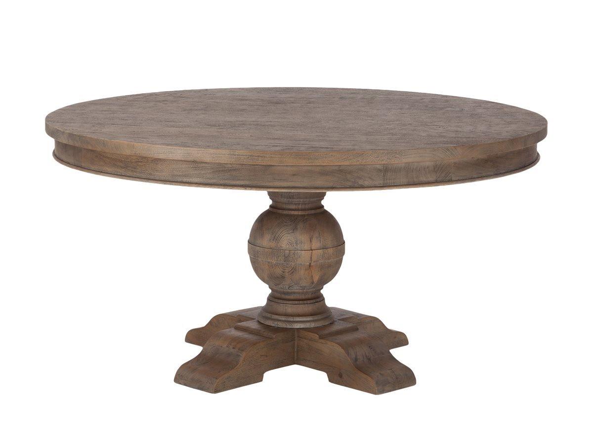World Interiors Chatham Downs Round Wood Weathered Teak Dining Table
