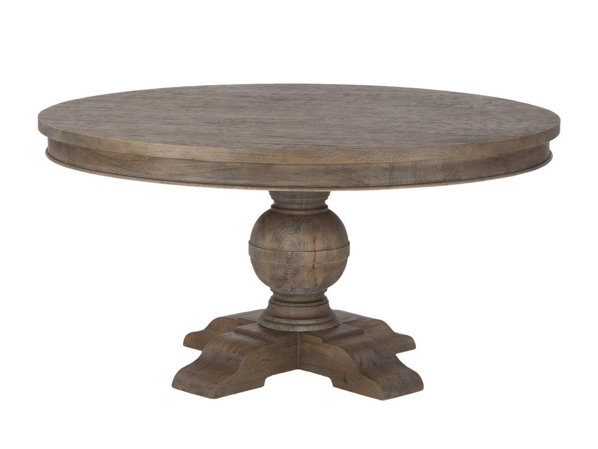 World Interiors Chatham Downs Round Wood Weathered Teak Dining Table