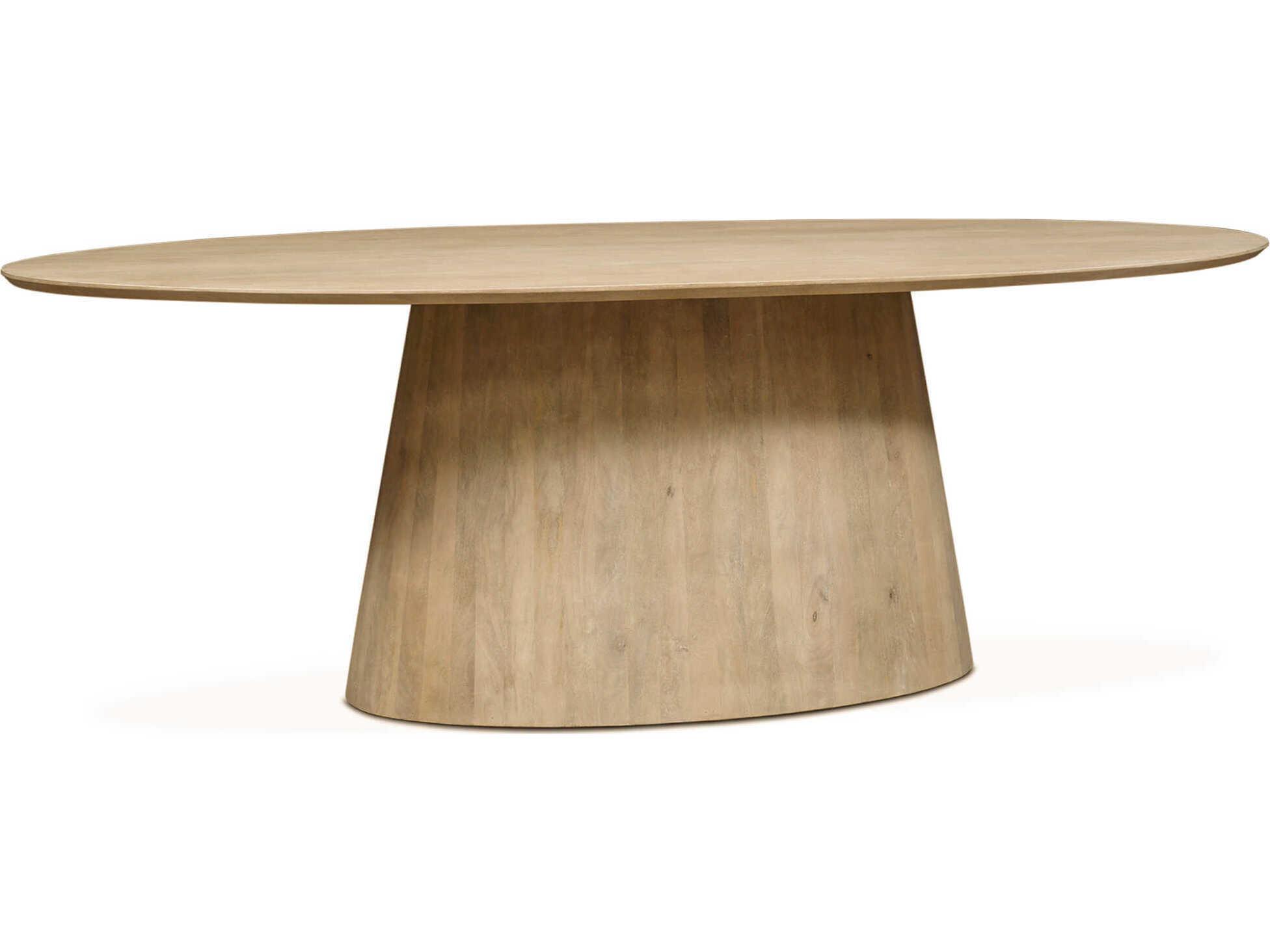 World Interiors Calabasas Oval Wood White Wash Dining Table