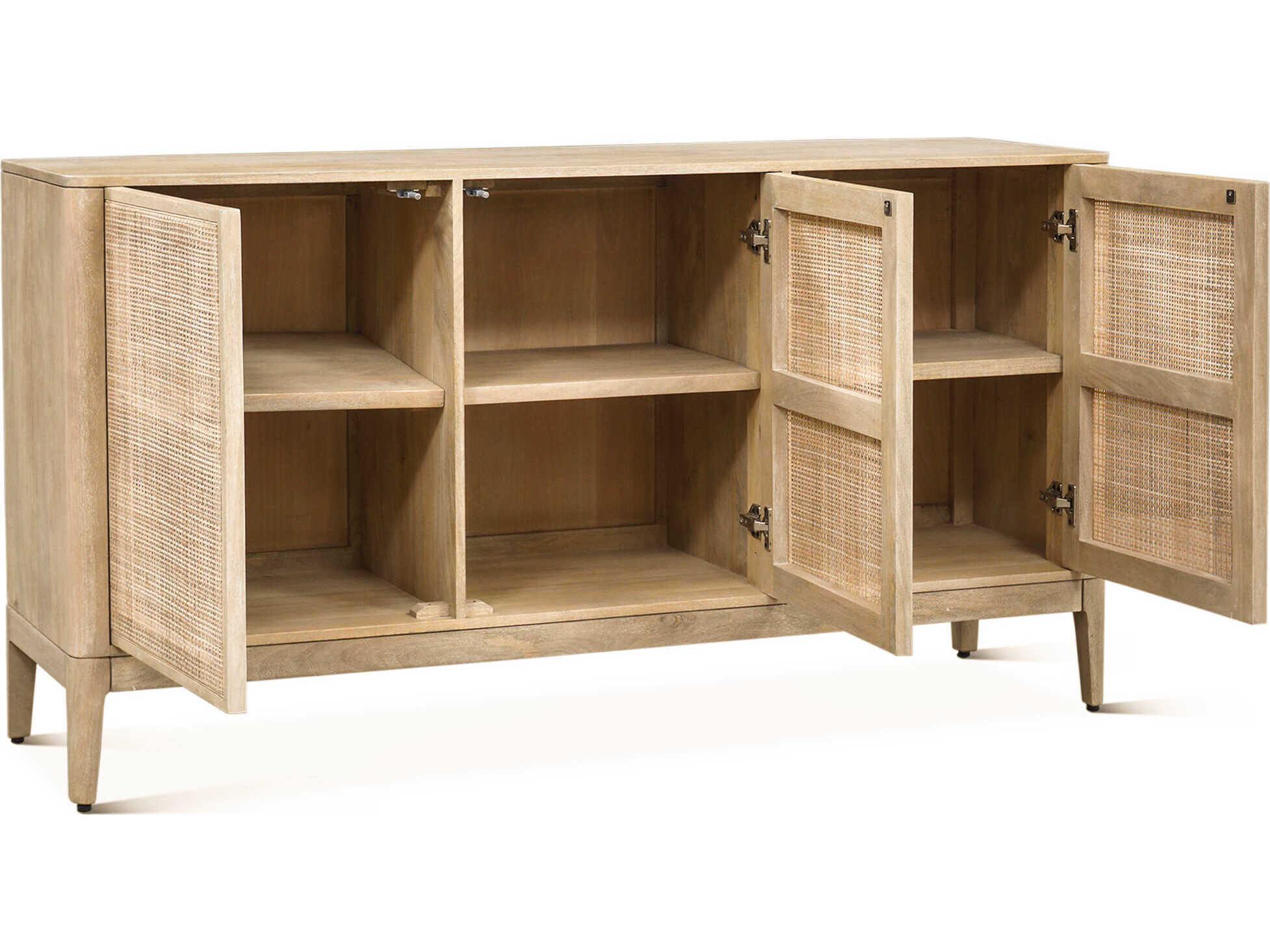 World Interiors Calabasas 64" Mango Wood White Wash Sideboard