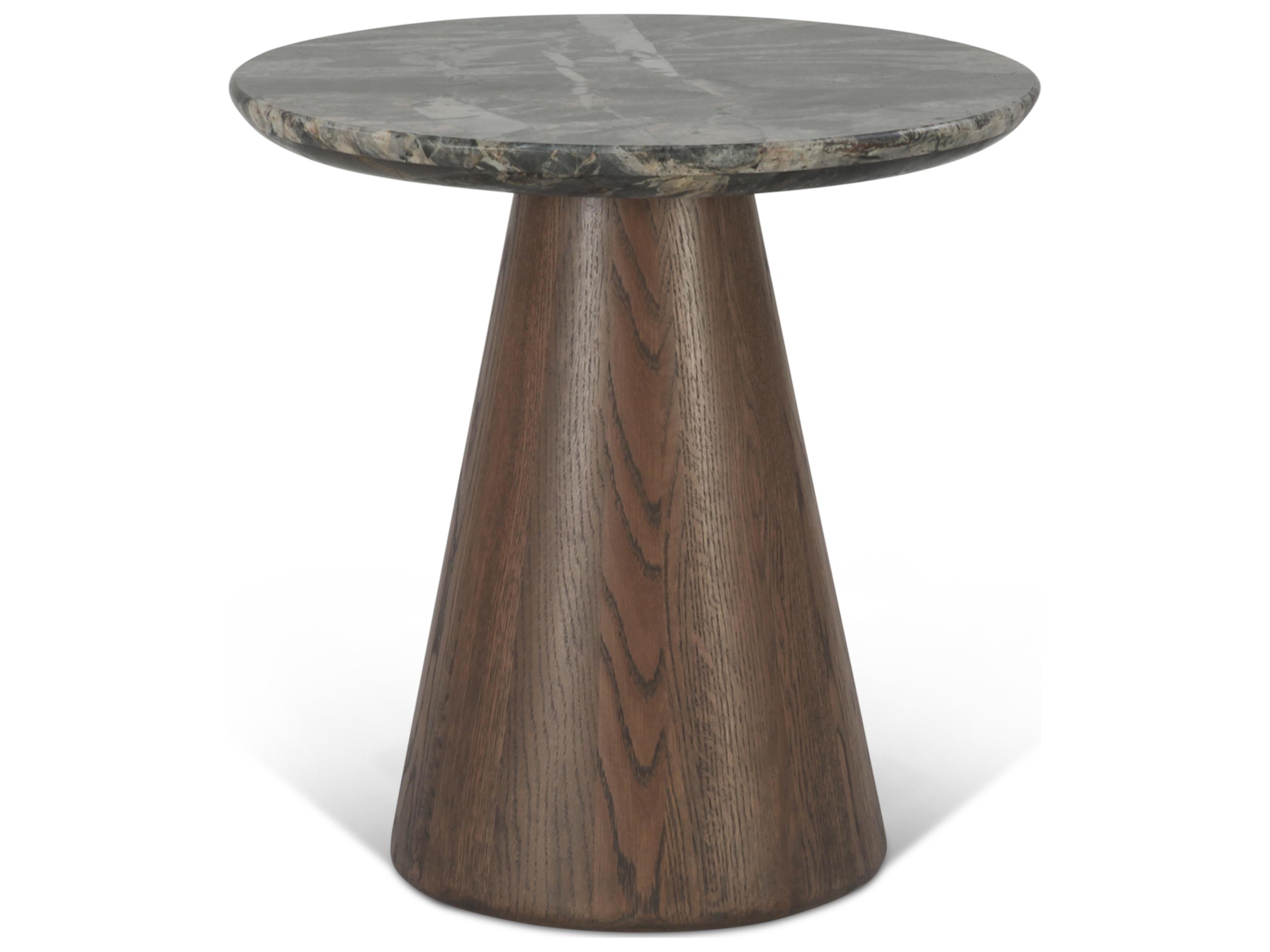 World Interiors Caldera Round Marble Natural End Table