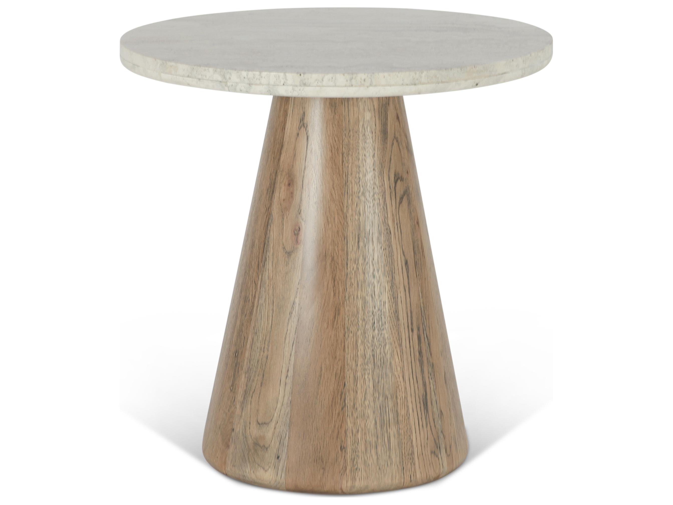 World Interiors Caldera Round Stone Natural End Table