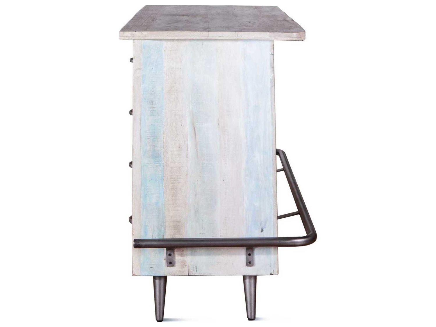 World Interiors Cordoba Blue Teak Wood Vintage Teal Bar Cabinet