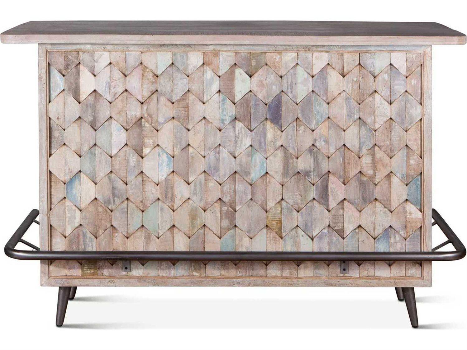 World Interiors Cordoba Blue Teak Wood Vintage Teal Bar Cabinet