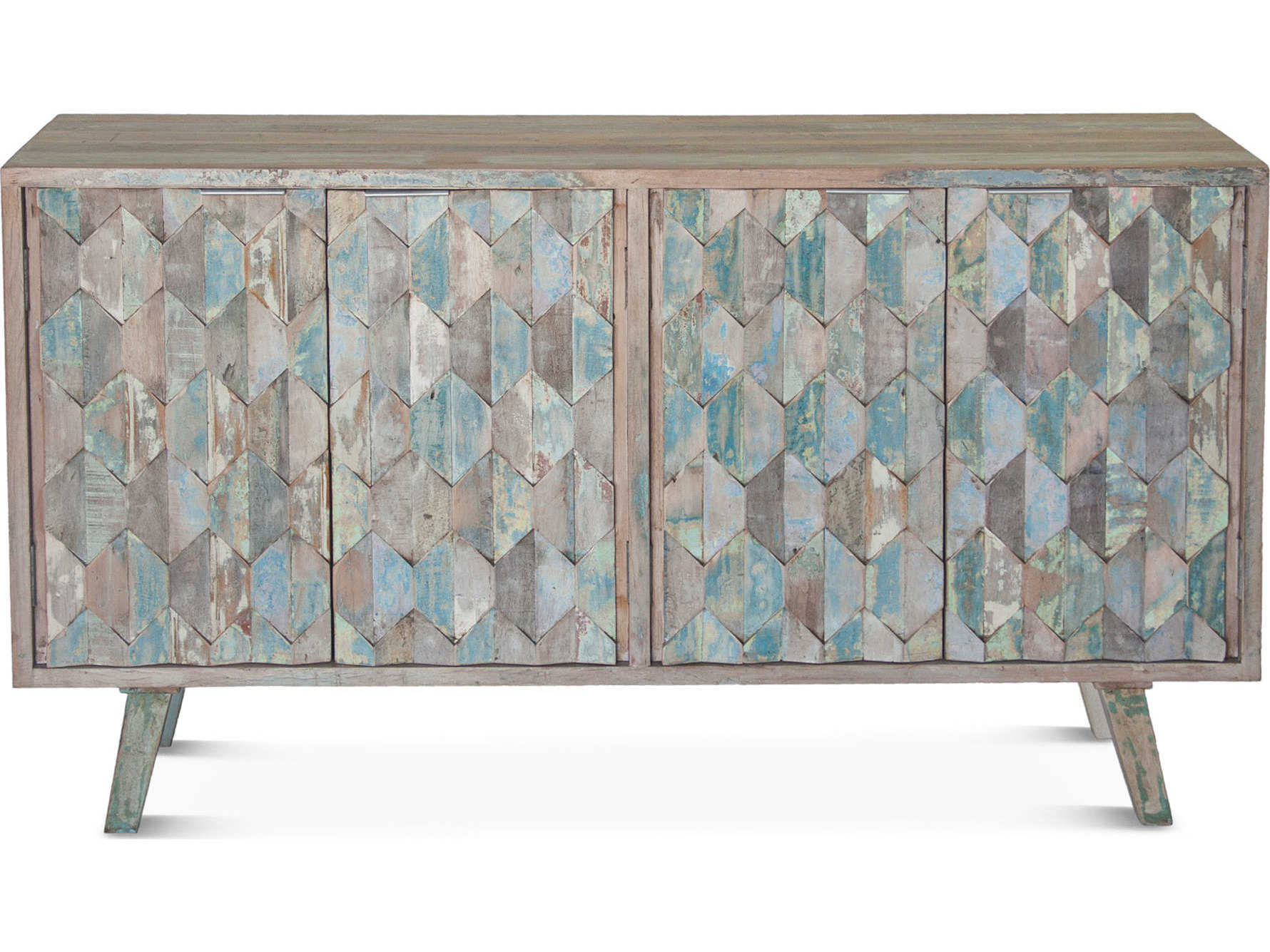 World Interiors Cordoba 61" Teak Wood Vintage Teal Sideboard